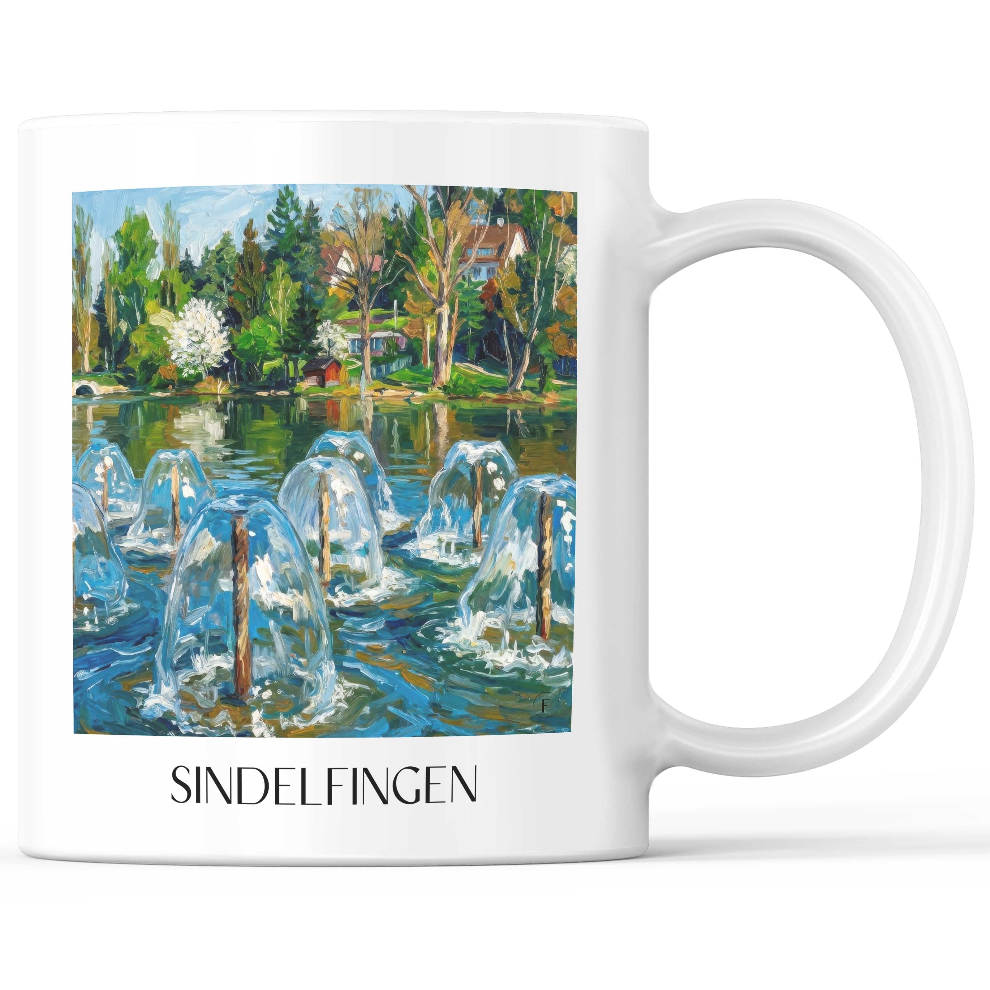 Sindelfingen Kaffeebecher - Württemberg - Deutschland Becher - Kaffeetasse im Ölgemälde Stil