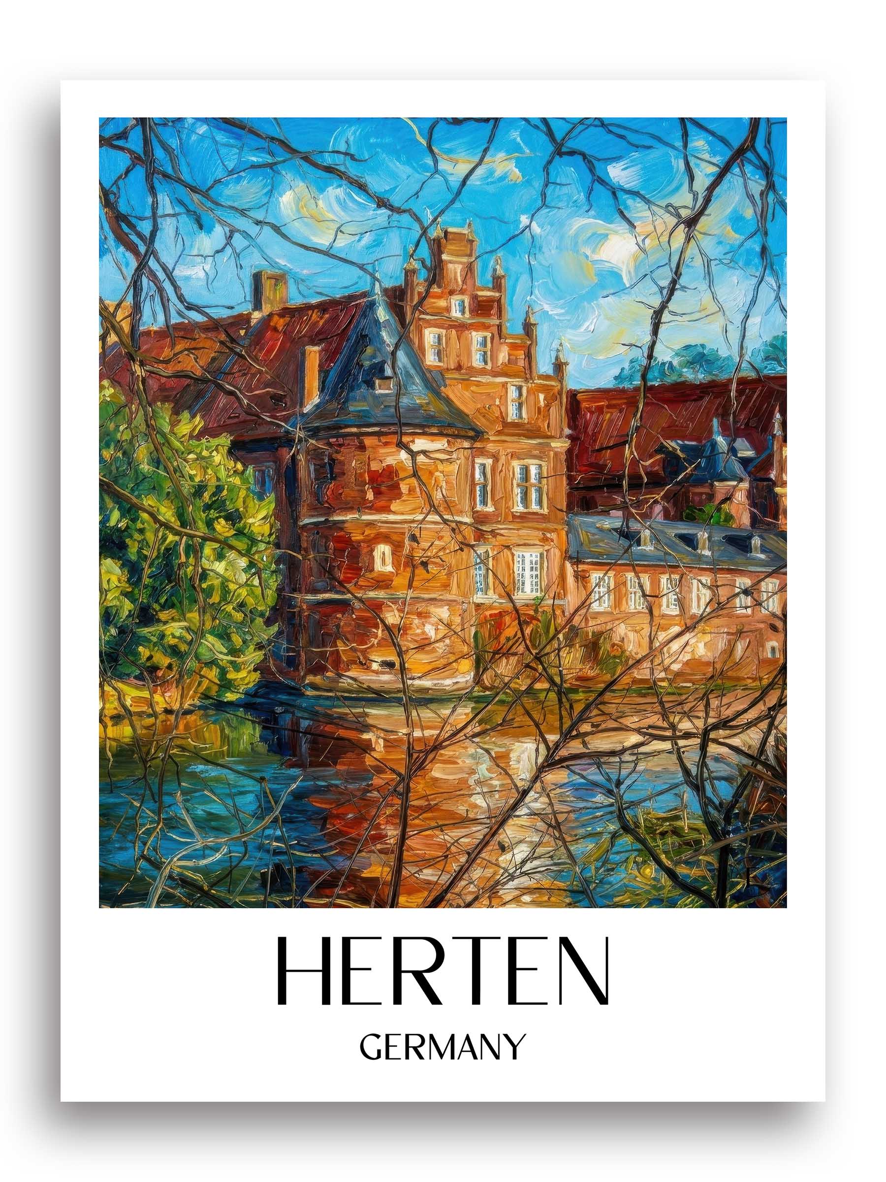 Herten Poster - Ruhrgebiet - Deutschland Kunstdruck - Ölgemälde von A4 bis A1