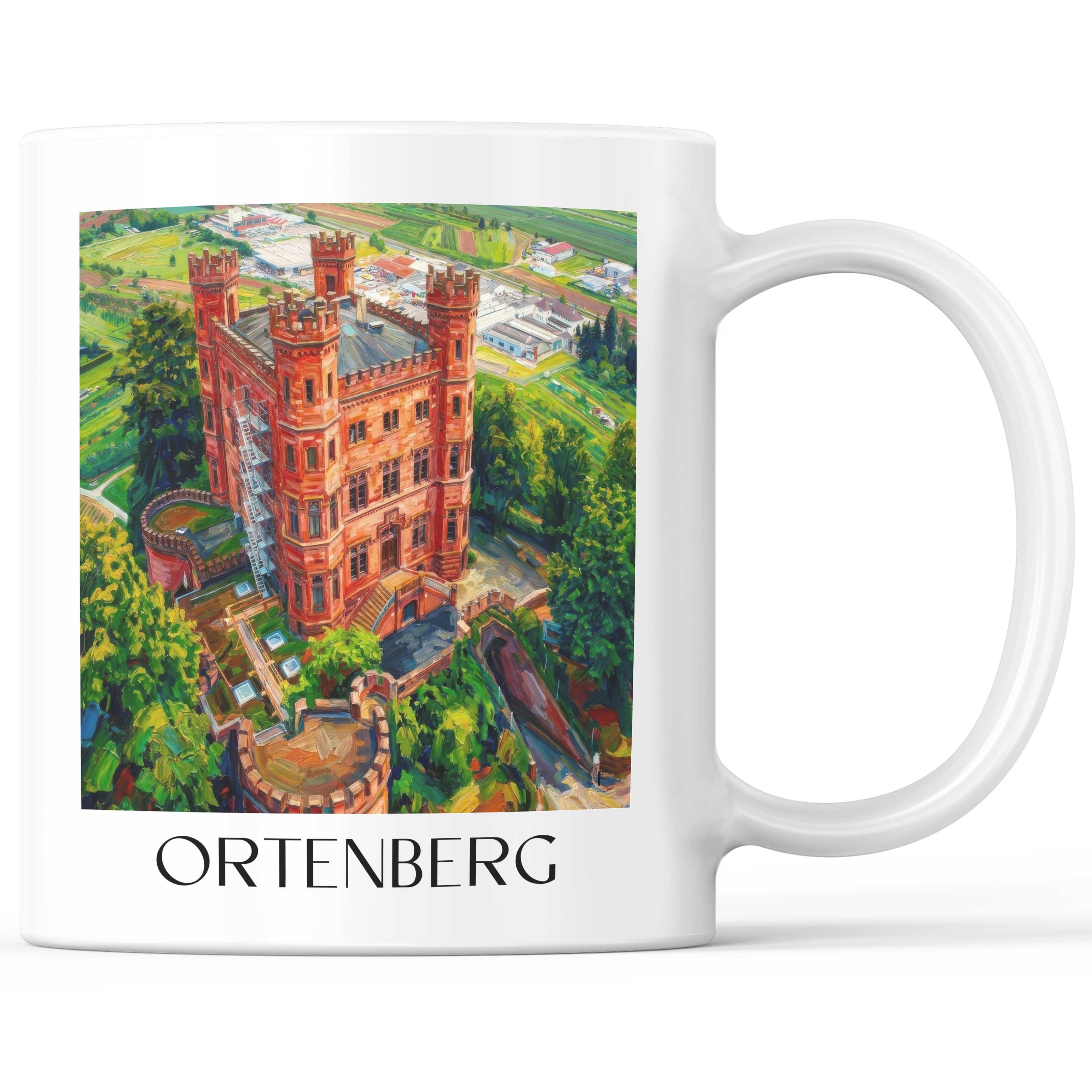 Ortenberg Kaffeebecher - Baden-Württemberg - Deutschland Becher - Kaffeetasse im Ölgemälde Stil