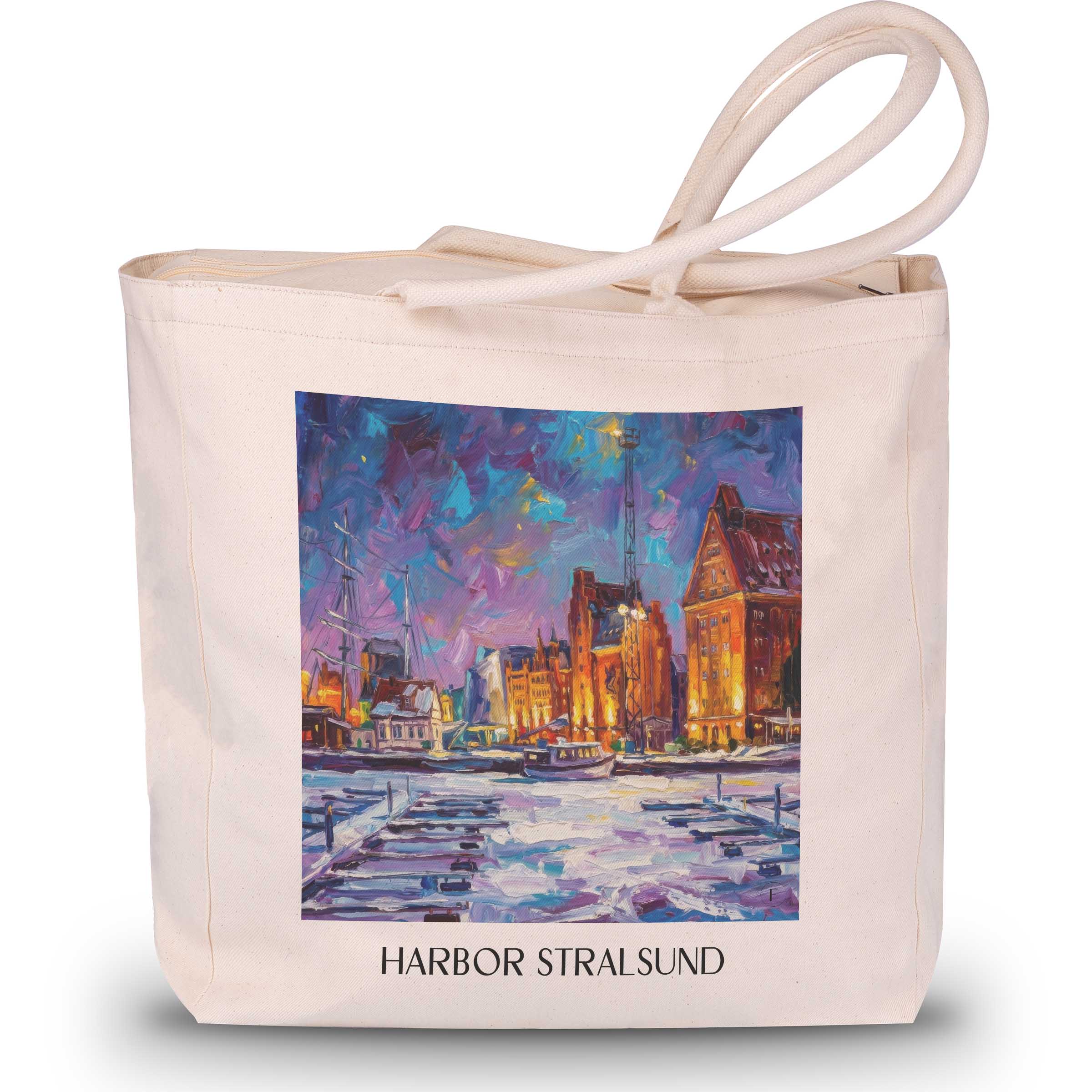 Hafen Shopping Tasche - Stralsund - Deutschland Tote Bag - Einkaufstasche im Ölgemälde Stil