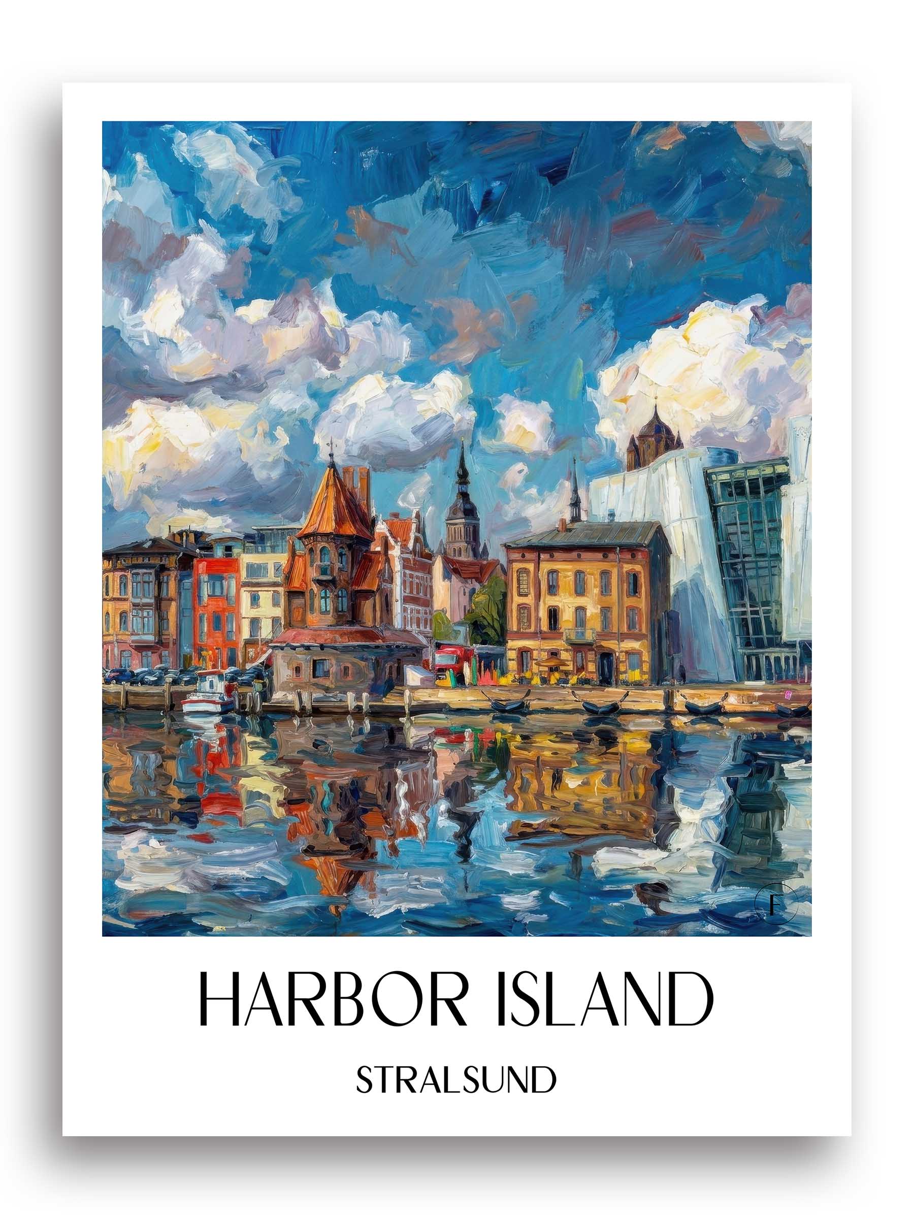 Hafeninsel Poster - Stralsund - Deutschland Kunstdruck - Ölgemälde von A4 bis A1