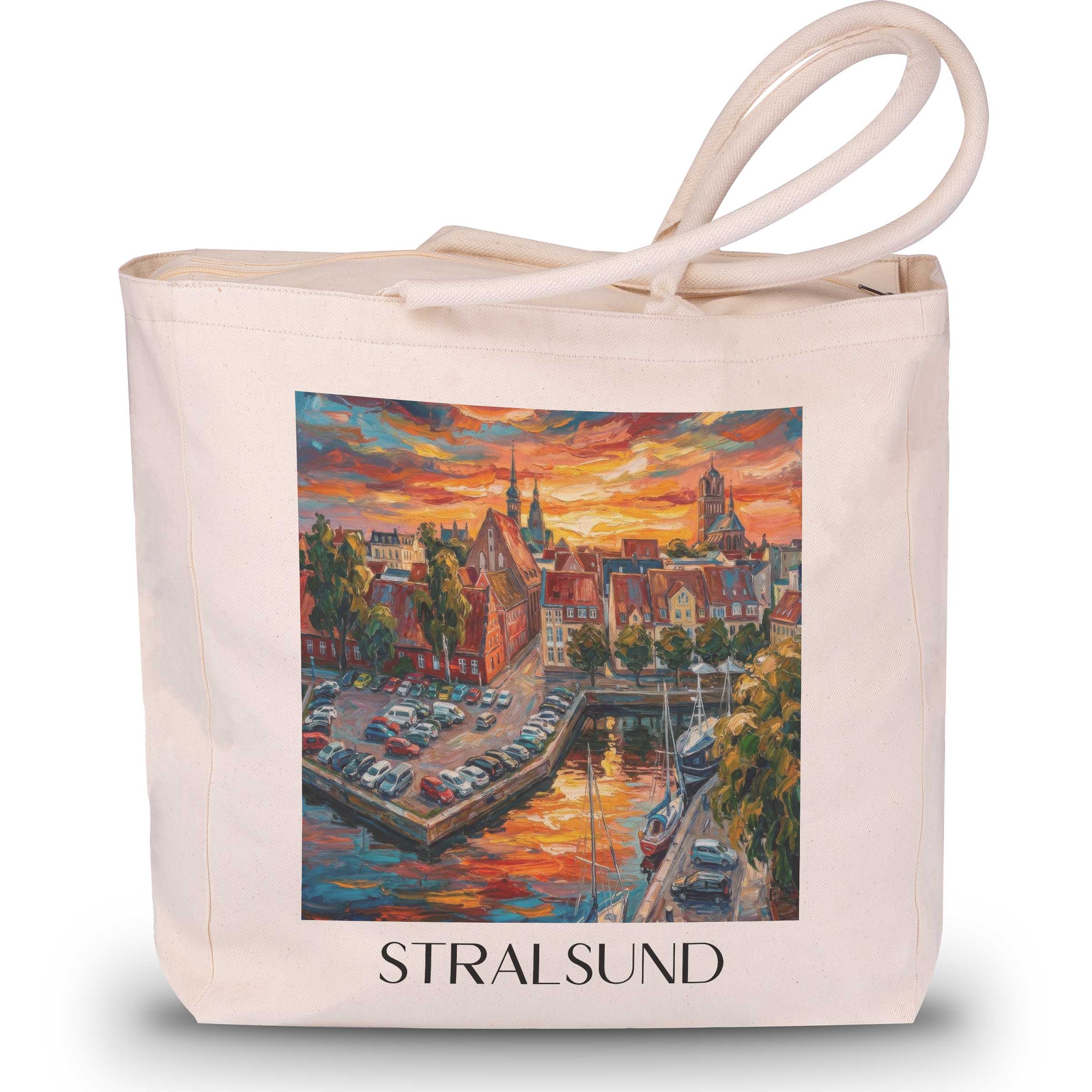 Stralsund Shopping Tasche - Vorpommern - Deutschland Tote Bag - Einkaufstasche im Ölgemälde Stil