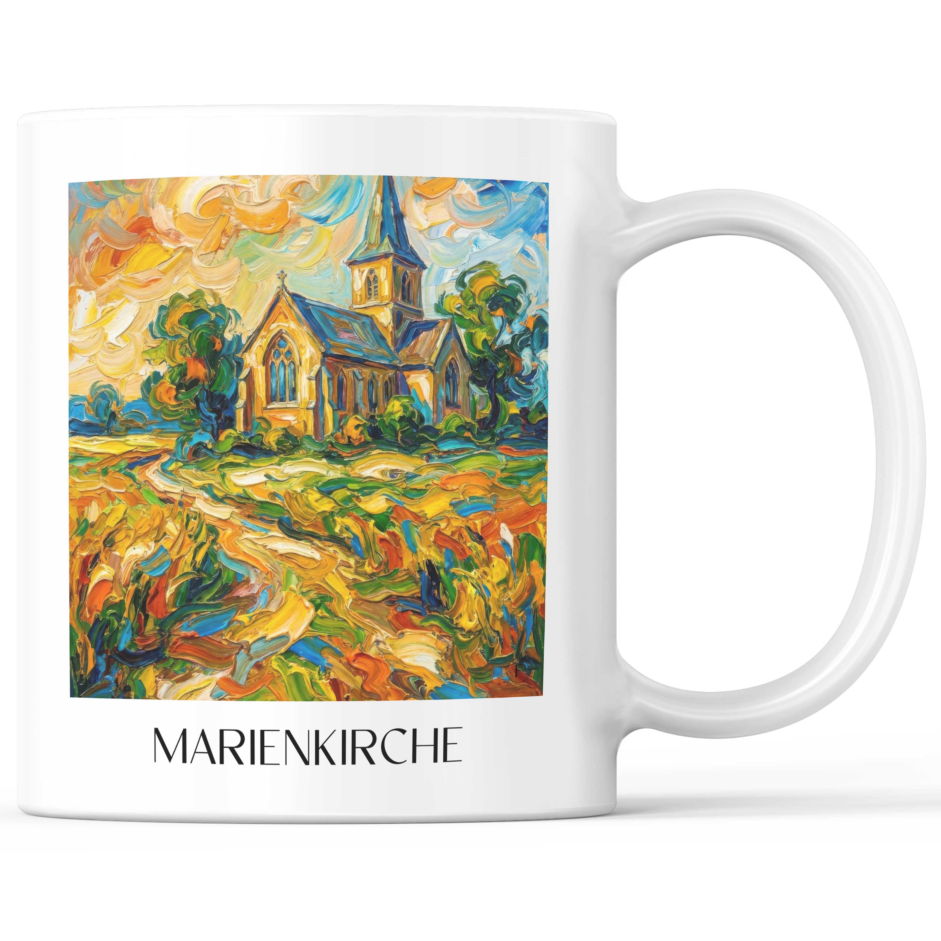Marienkirche Kaffeebecher - Stralsund - Deutschland Becher - Kaffeetasse im Ölgemälde Stil