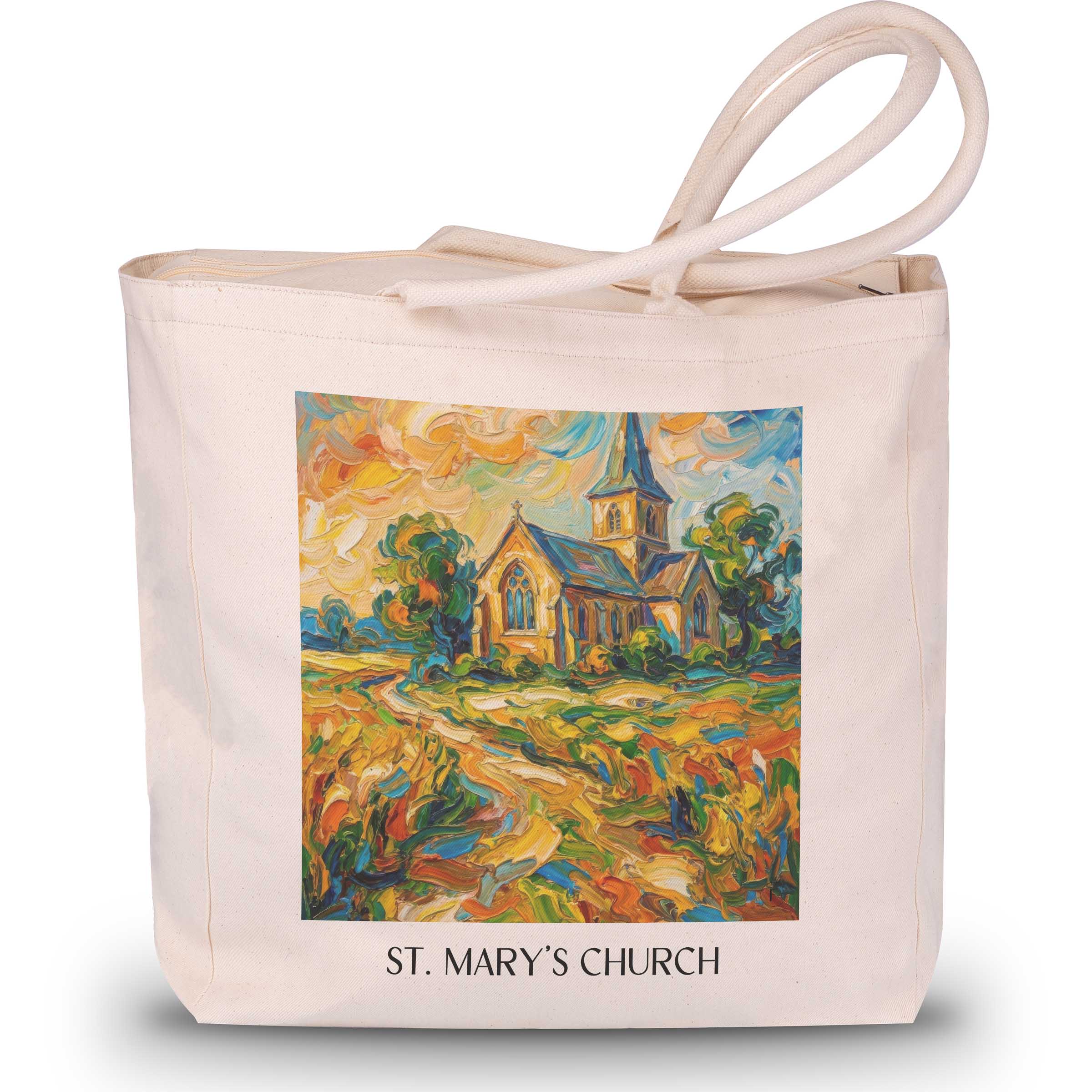 Marienkirche Shopping Tasche - Stralsund - Deutschland Tote Bag - Einkaufstasche im Ölgemälde Stil