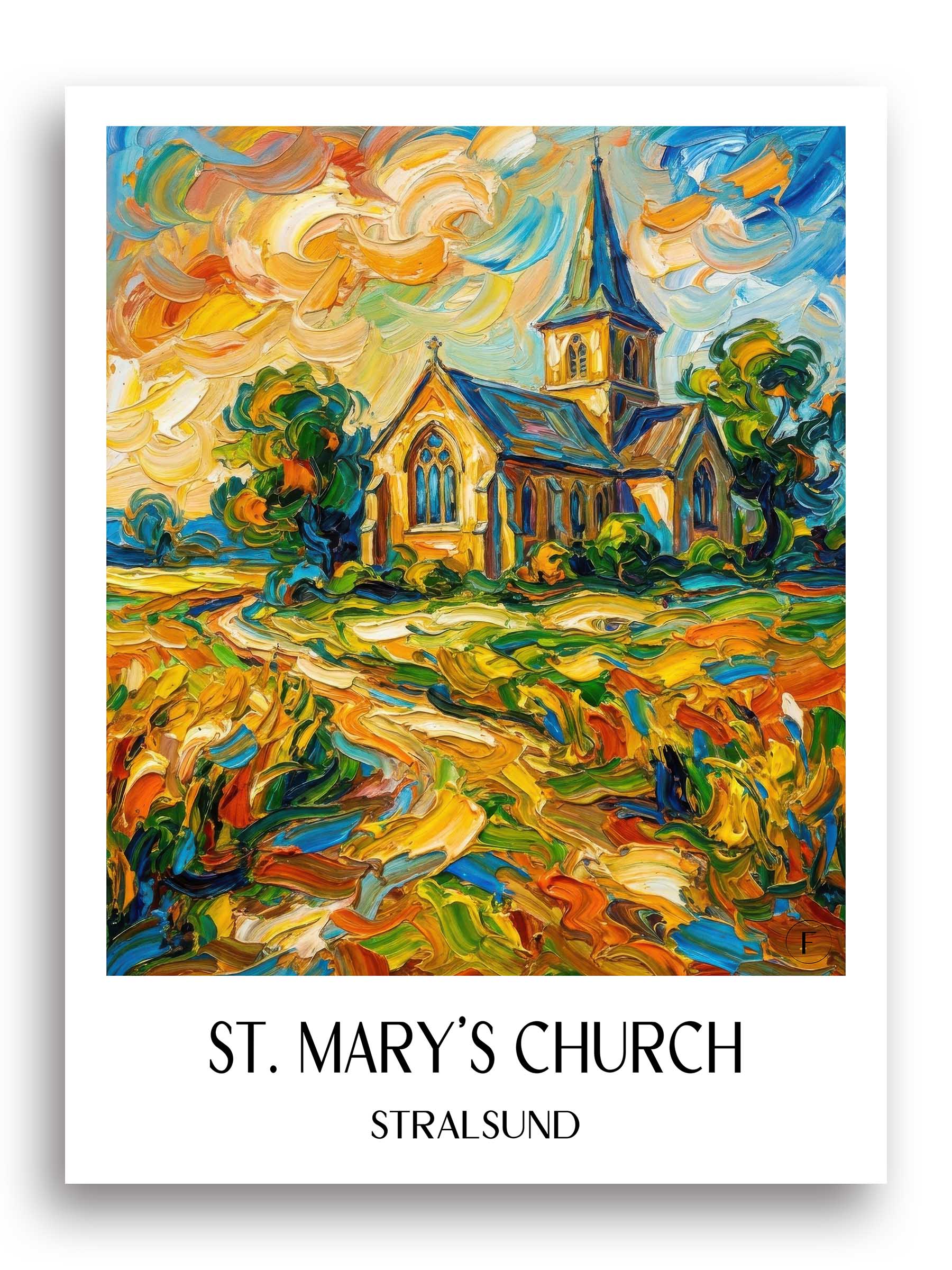 Marienkirche Poster - Stralsund - Deutschland Kunstdruck - Ölgemälde von A4 bis A1