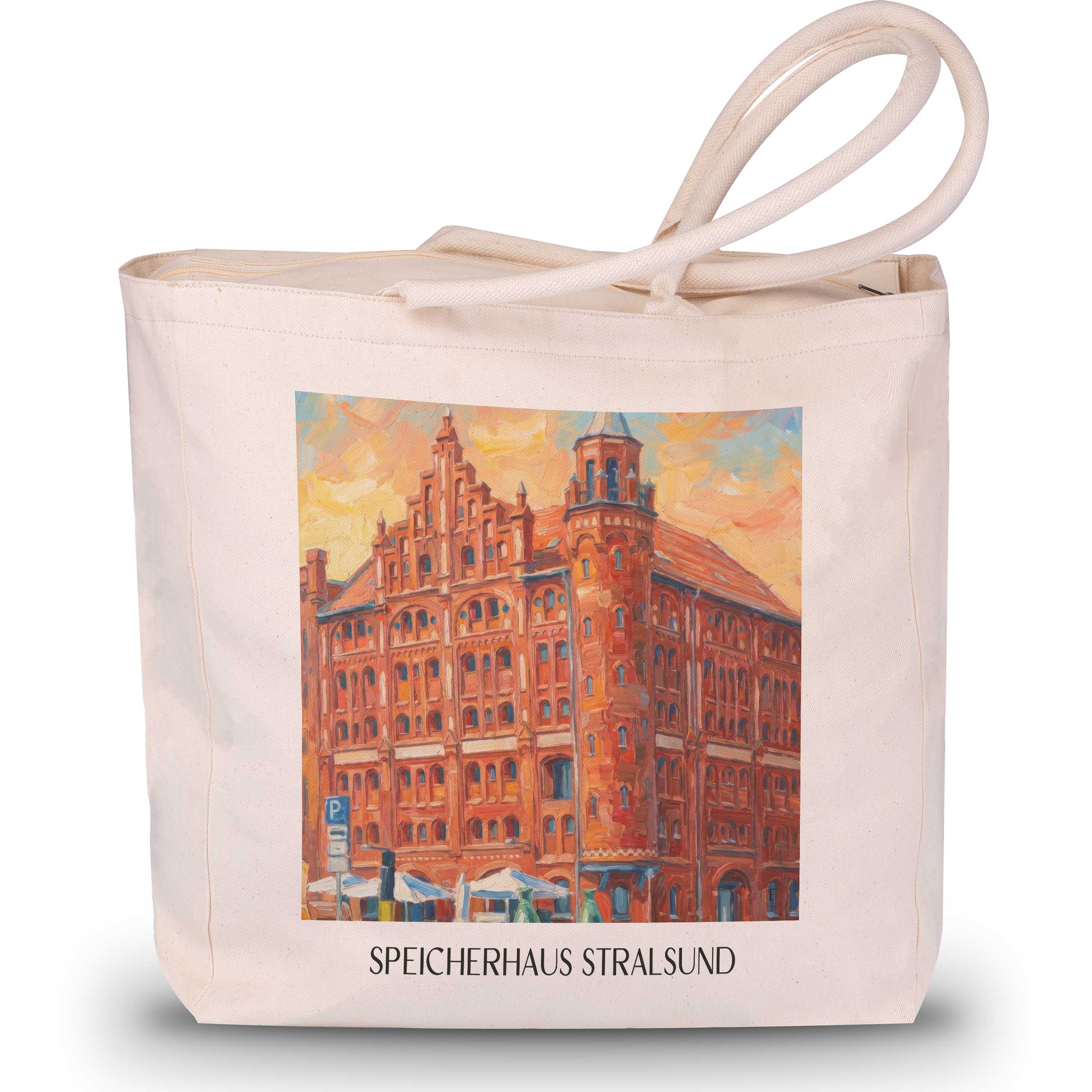 speicherhaus-stralsund-deutschland-einkaufstasche-oil-painting-oelgemaelde