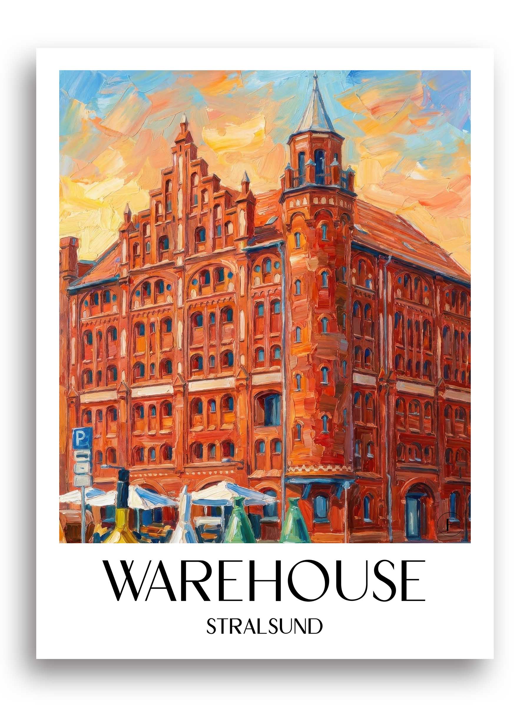 Speicherhaus Poster - Stralsund - Deutschland Kunstdruck - Ölgemälde von A4 bis A1