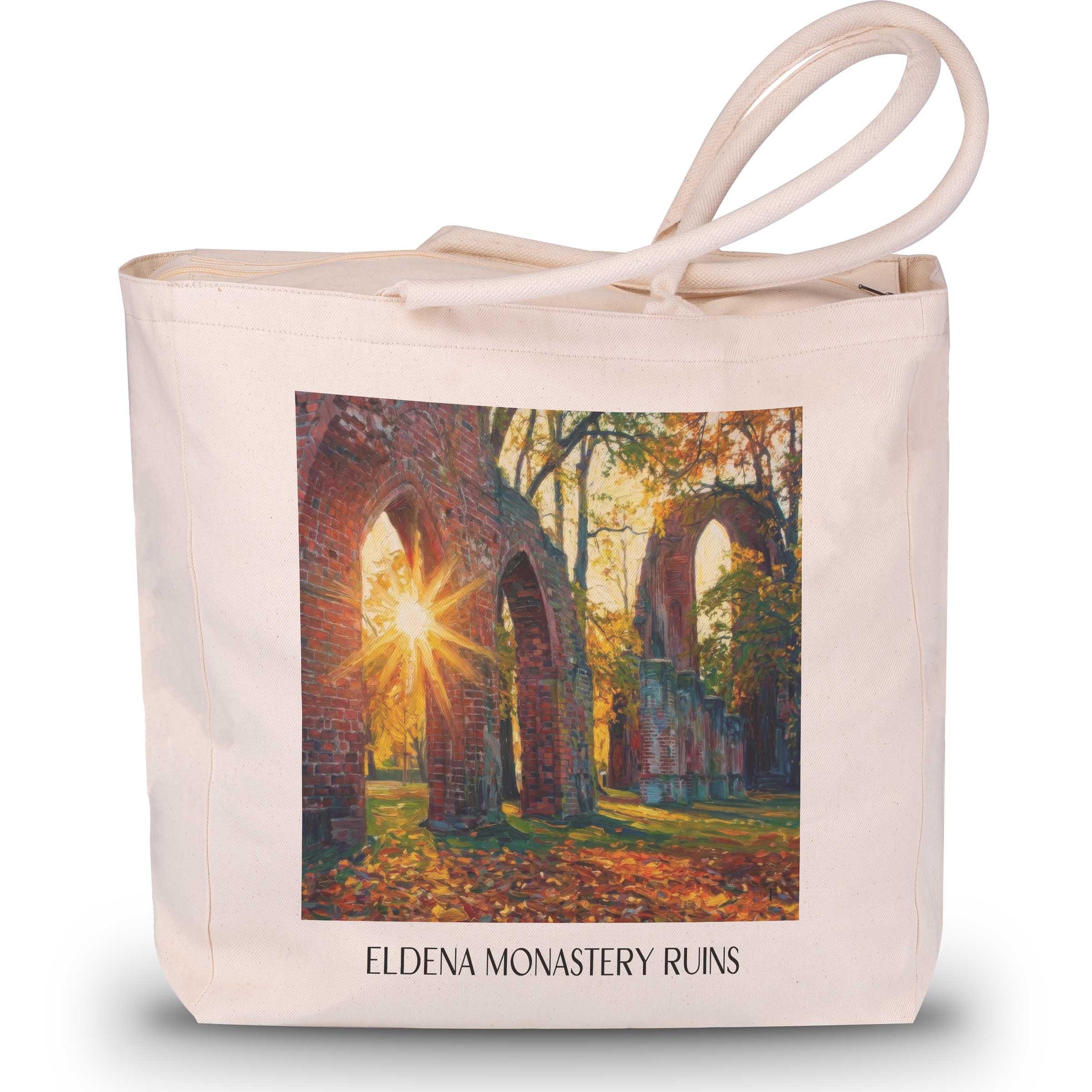 Klosterruine Eldena Shopping Tasche - Greifswald - Deutschland Tote Bag - Einkaufstasche im Ölgemälde Stil