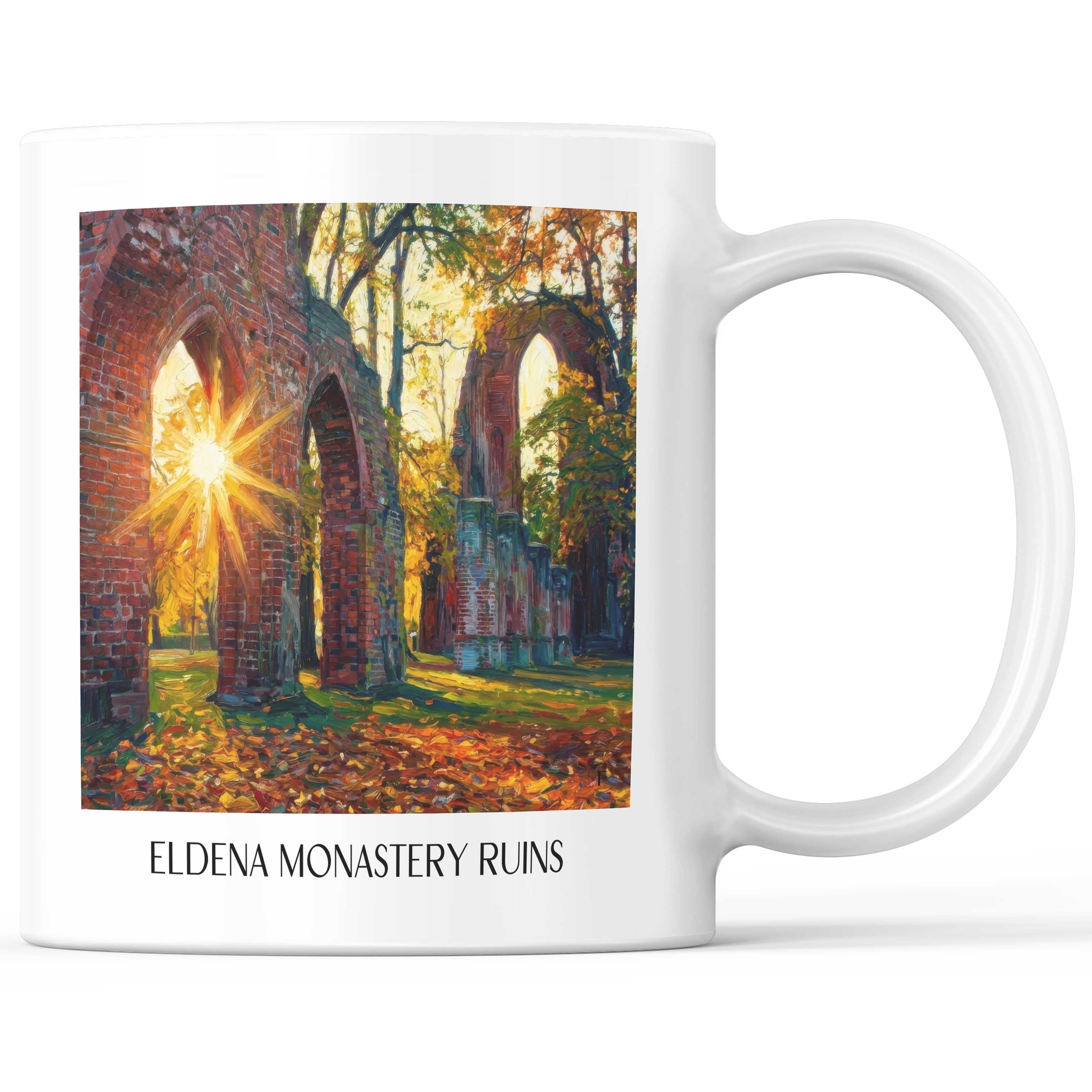 Klosterruine Eldena Kaffeebecher - Greifswald - Deutschland Becher - Kaffeetasse im Ölgemälde Stil