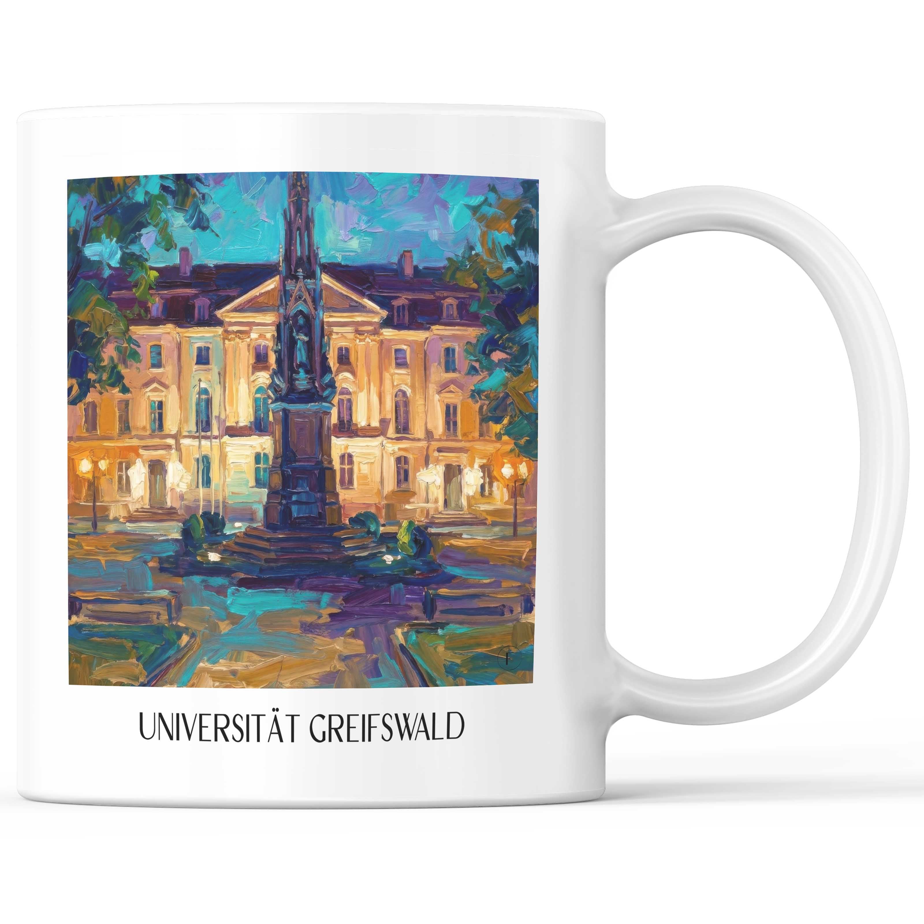 Universität Kaffeebecher - Greifswald - Deutschland Becher - Kaffeetasse im Ölgemälde Stil