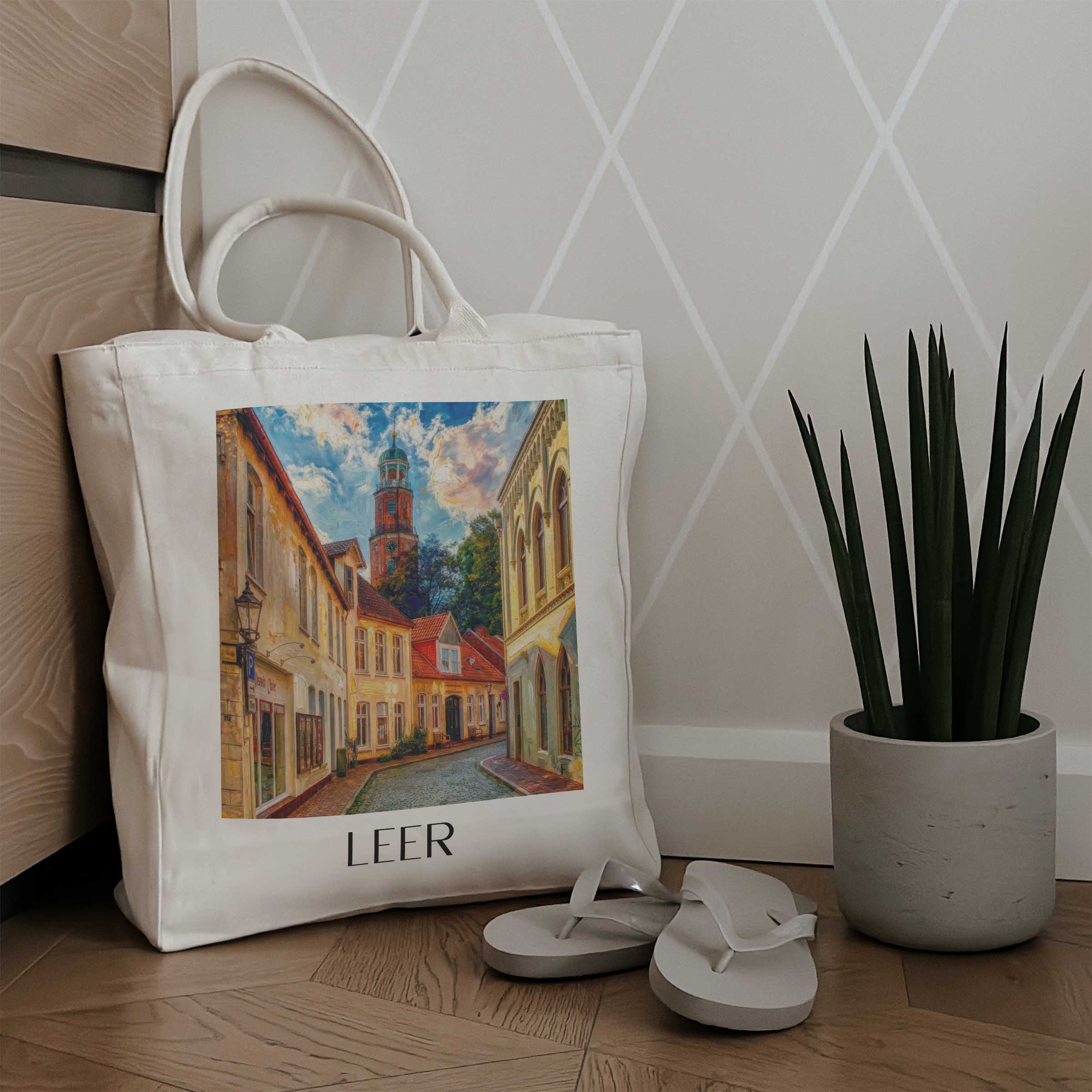 leer-niedersachsen-deutschland-einkaufstasche-oil-painting-oelgemaelde