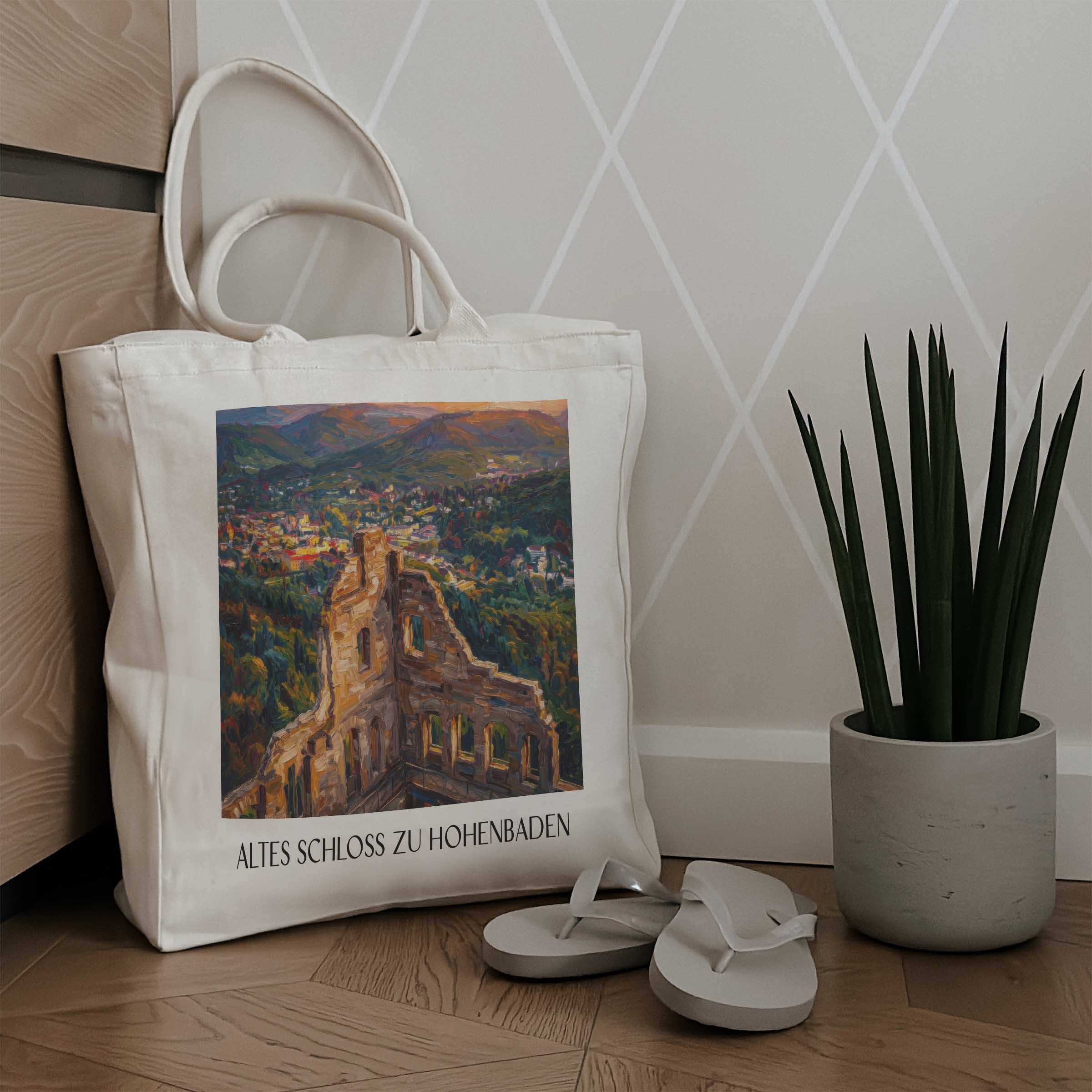 altes-schloss-zu-hohenbaden-baden-baden-deutschland-einkaufstasche-oil-painting-oelgemaelde