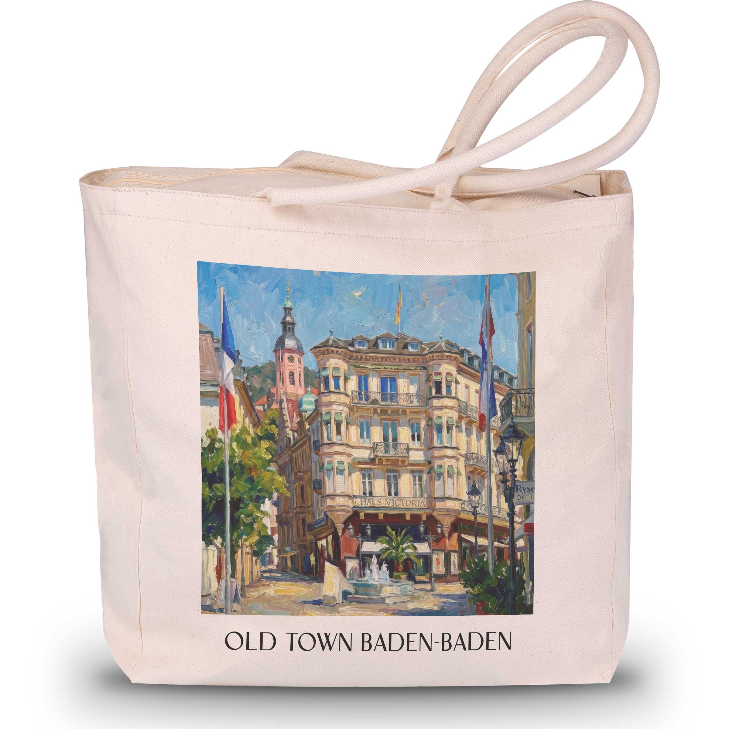 Altstadt Shopping Tasche - Baden-Baden - Deutschland Tote Bag - Einkaufstasche im Ölgemälde Stil