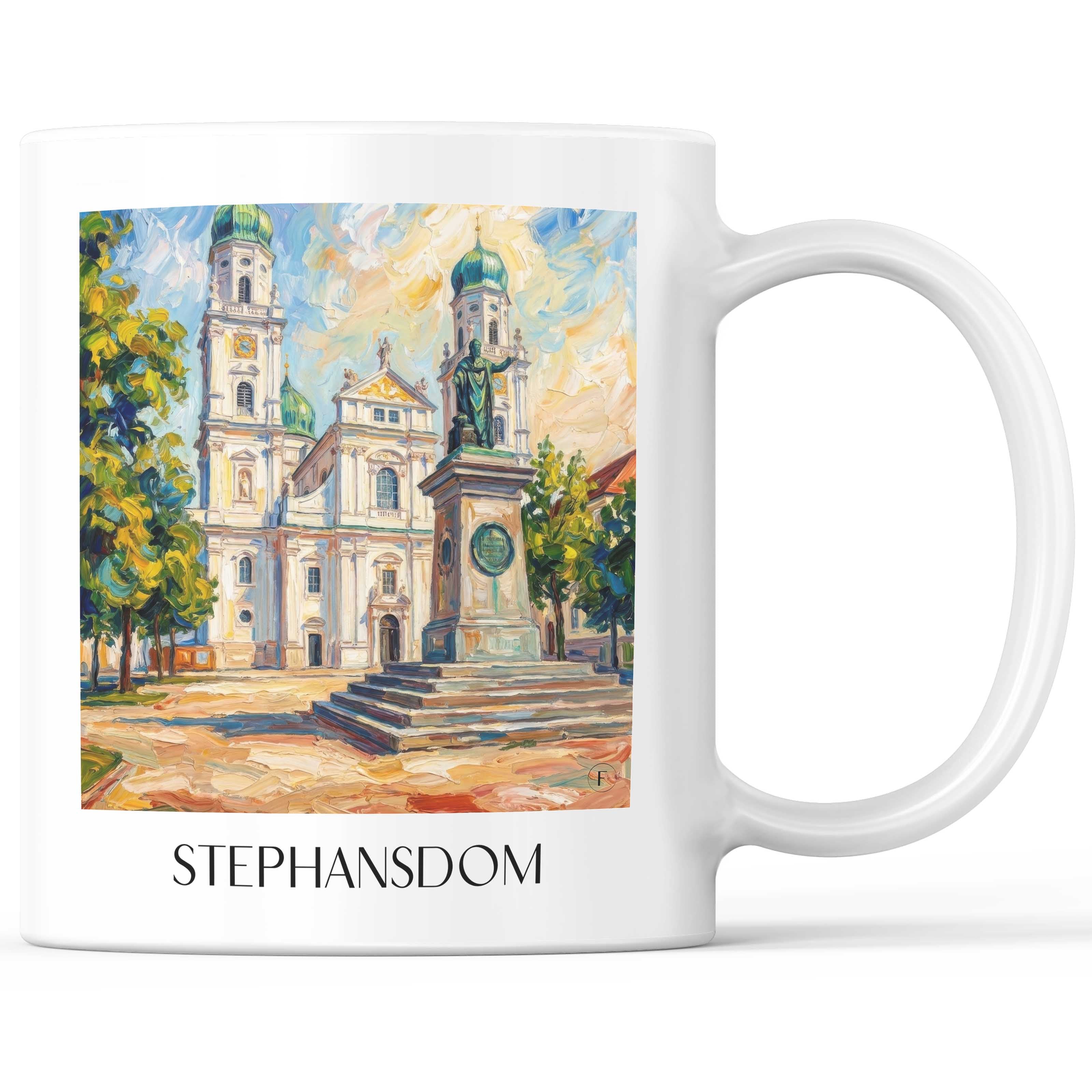 Stephansdom Kaffeebecher - Passau - Deutschland Becher - Kaffeetasse im Ölgemälde Stil