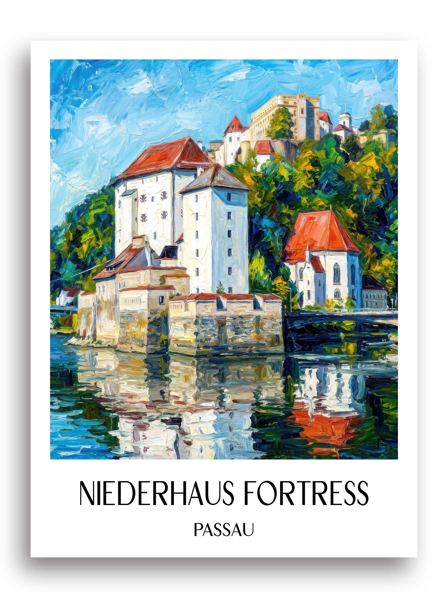 Veste Niederhaus Poster - Passau - Deutschland Kunstdruck - Ölgemälde von A4 bis A1