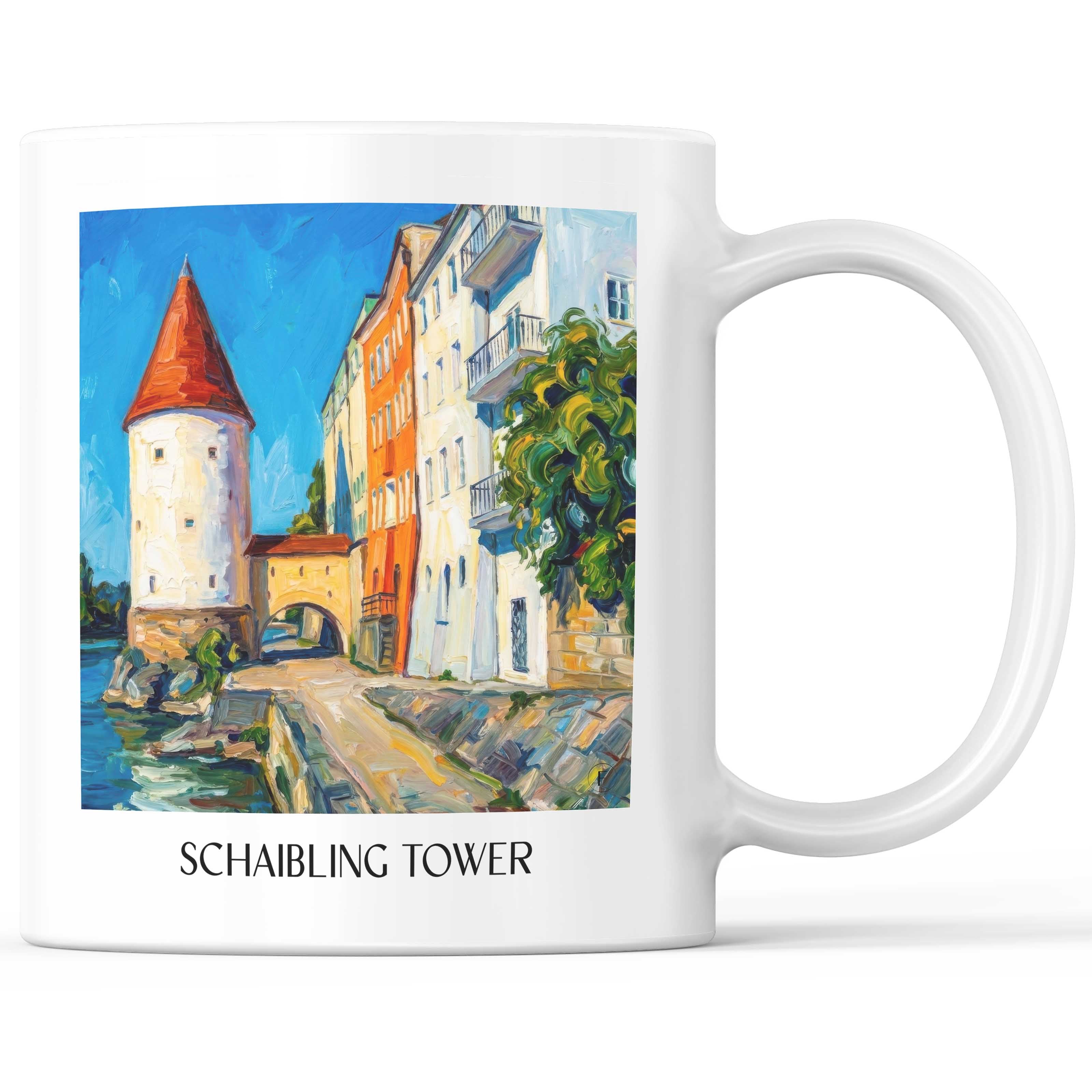 Schaiblingsturm Kaffeebecher - Passau - Deutschland Becher - Kaffeetasse im Ölgemälde Stil