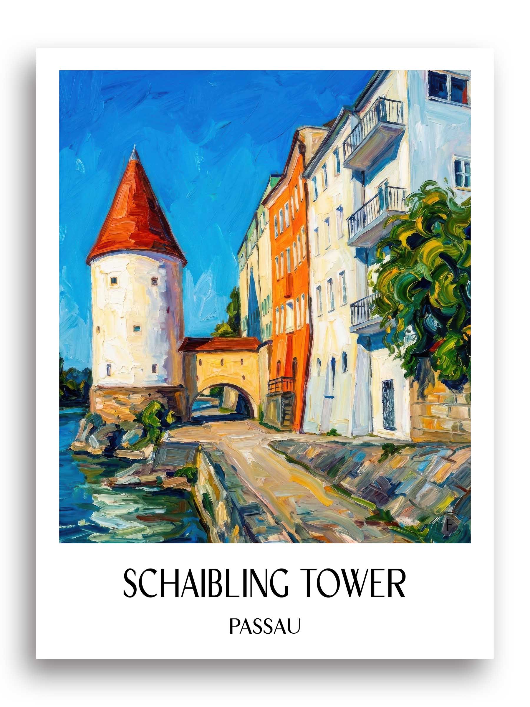 Schaiblingsturm Poster - Passau - Deutschland Kunstdruck - Ölgemälde von A4 bis A1