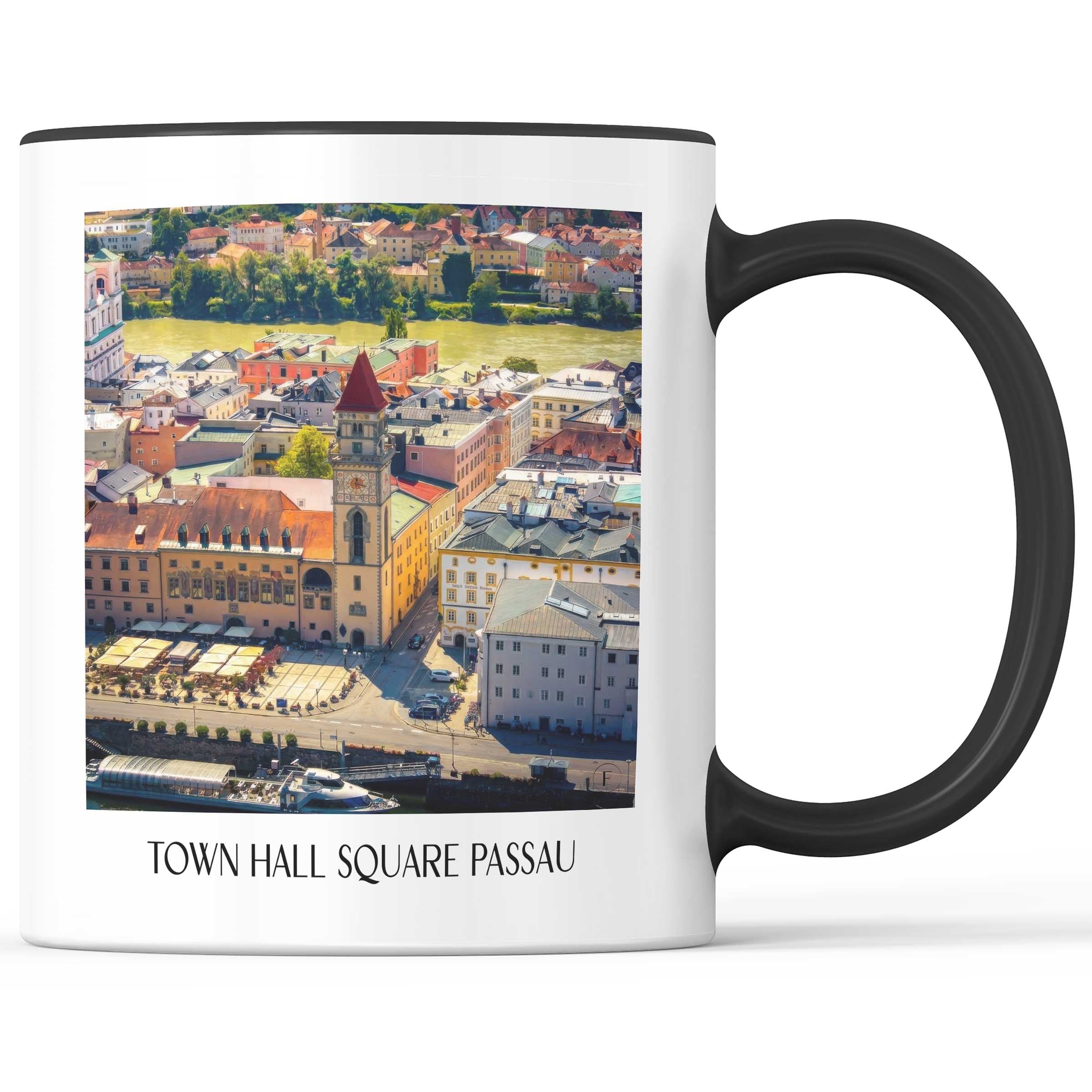 Rathausplatz Kaffeebecher - Passau - Deutschland Becher - Kaffeetasse im Ölgemälde Stil