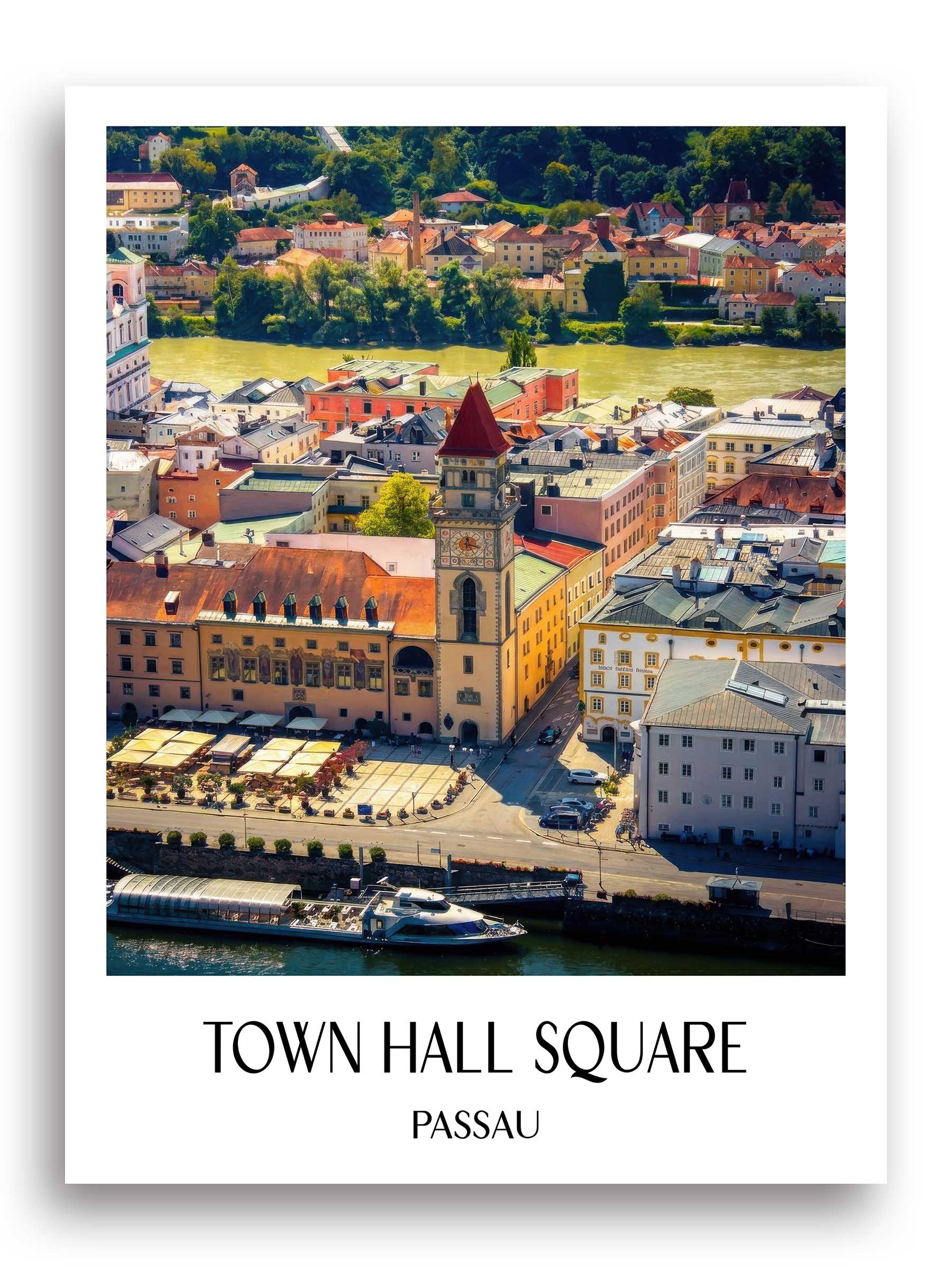 Rathausplatz Poster - Passau - Deutschland Kunstdruck - Ölgemälde von A4 bis A1