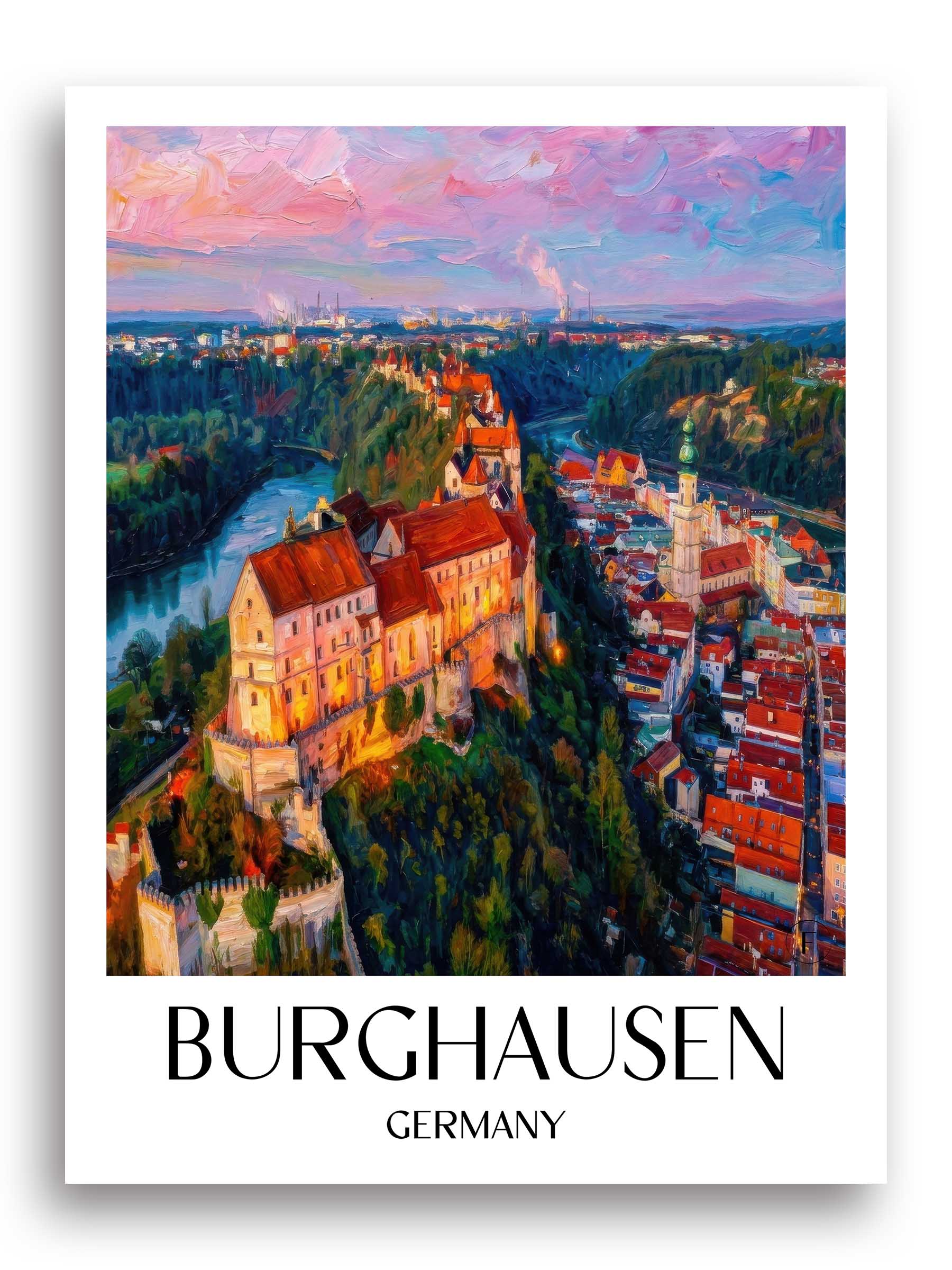 Burghausen Poster - Oberbayern - Deutschland Kunstdruck - Ölgemälde von A4 bis A1