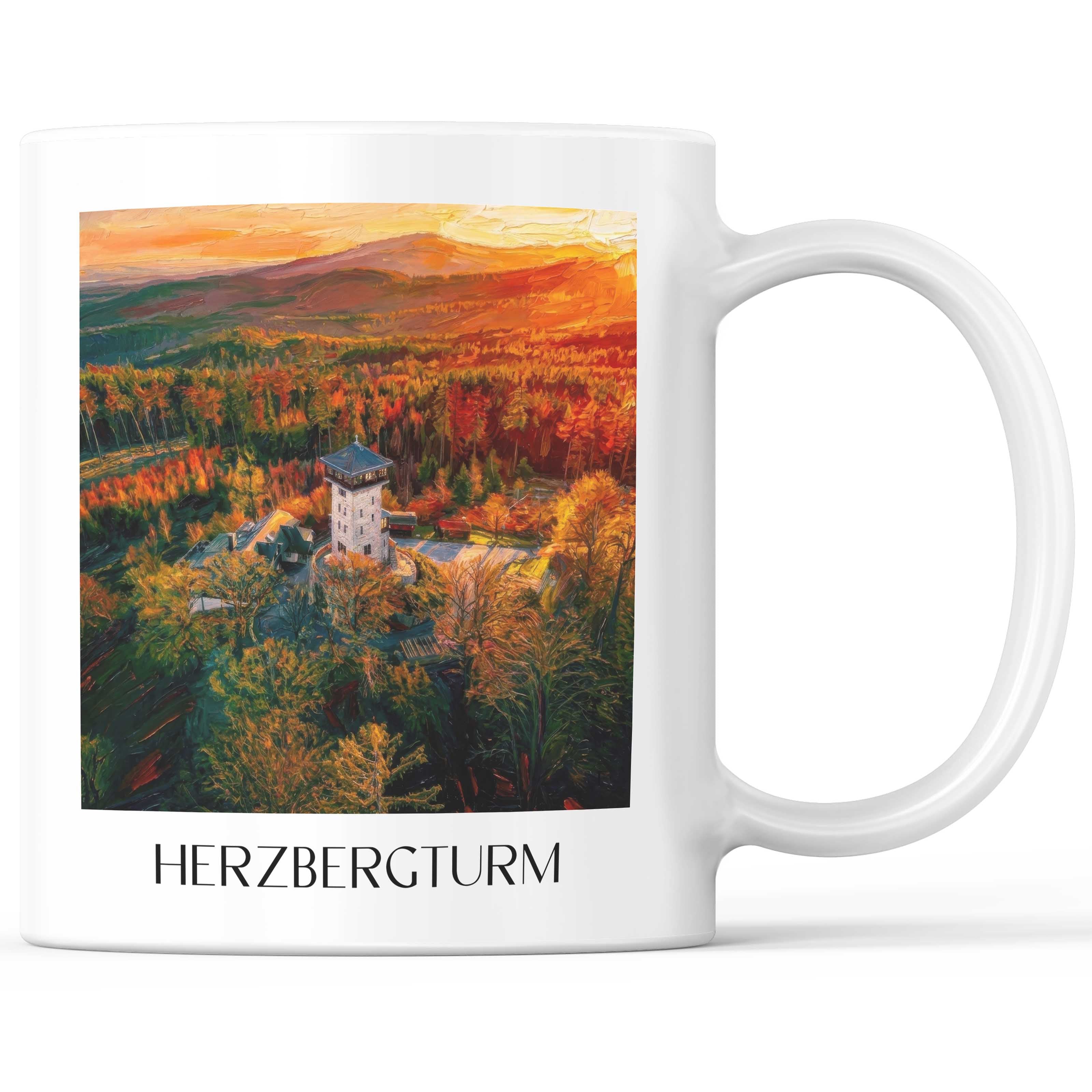 Herzbergturm Kaffeebecher - Bad Homburg - Deutschland Becher - Kaffeetasse im Ölgemälde Stil