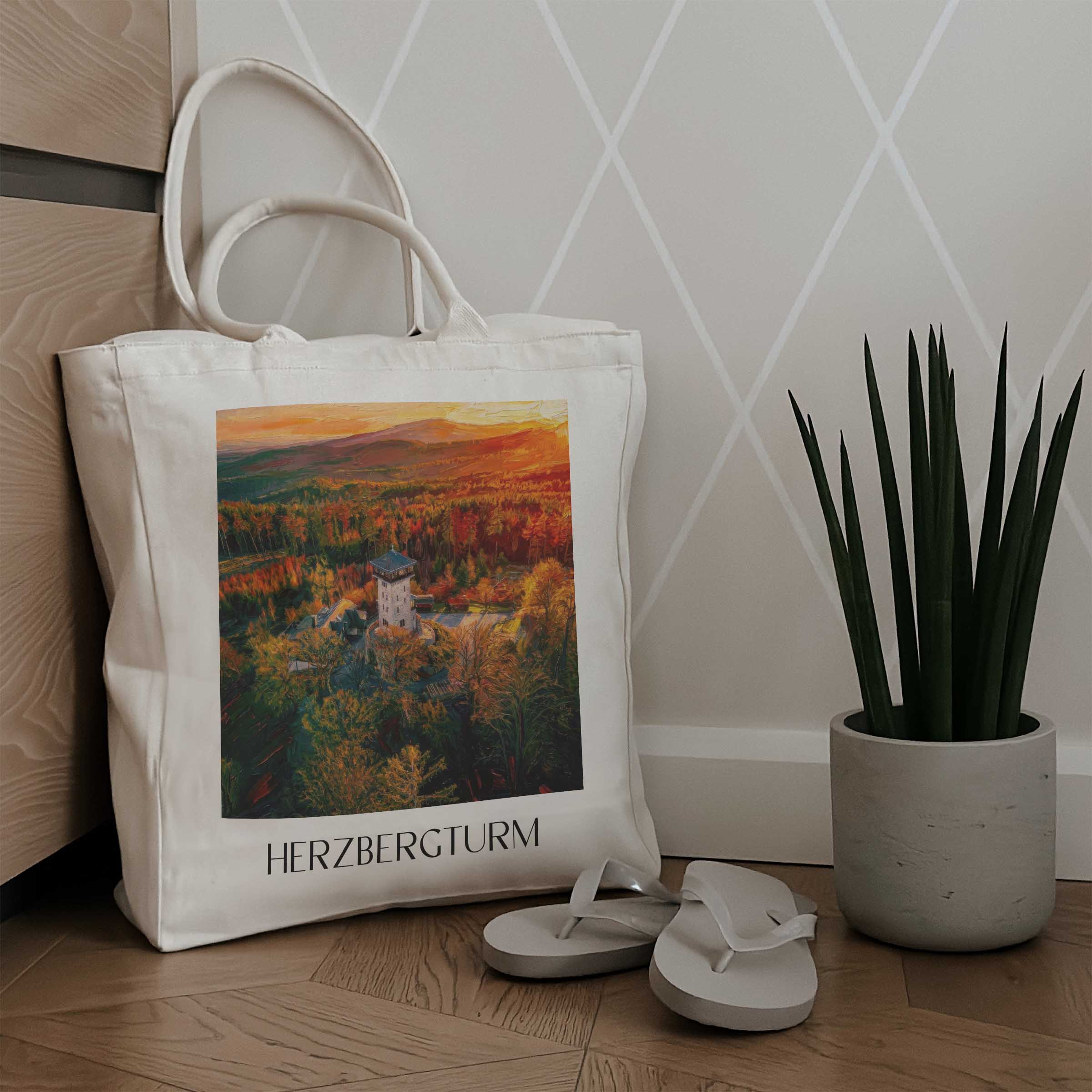 herzbergturm-bad-homburg-deutschland-einkaufstasche-oil-painting-oelgemaelde