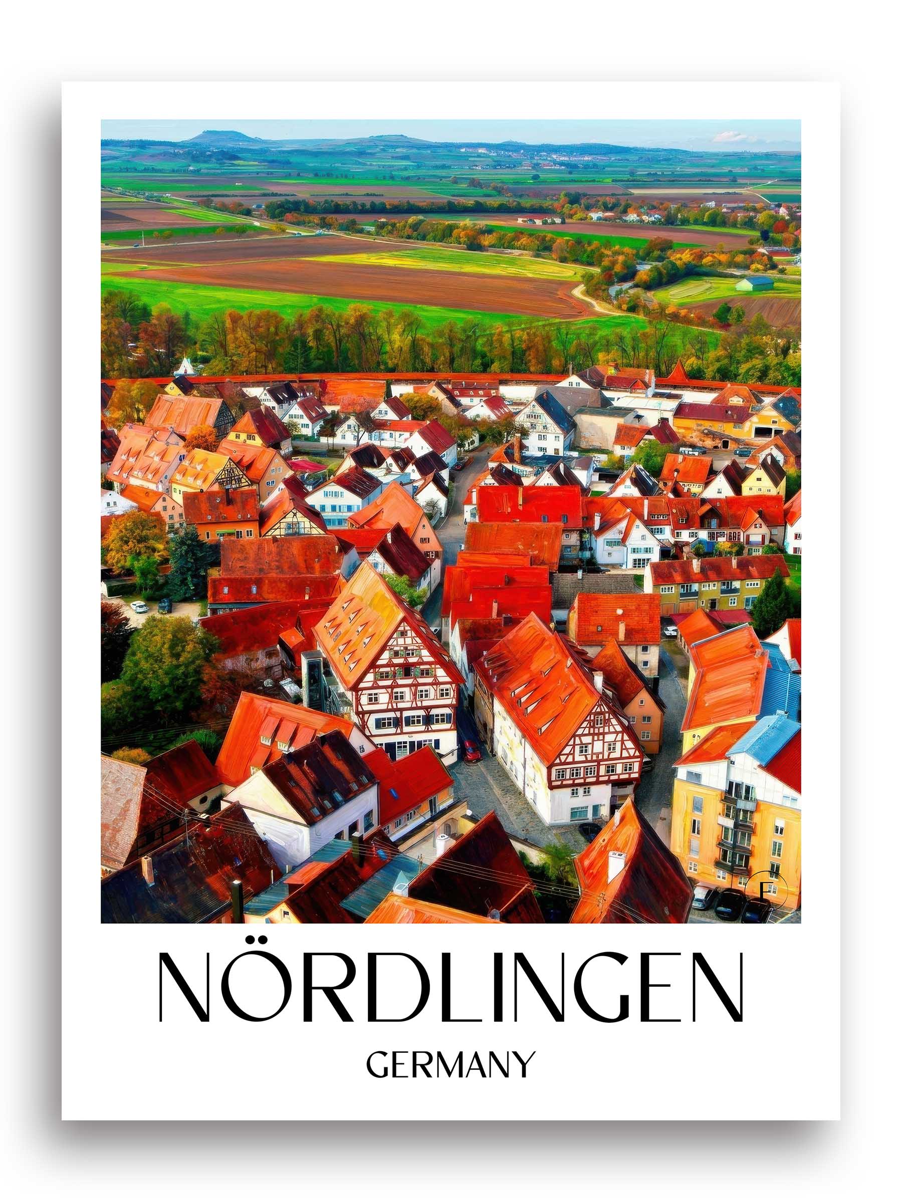 Nördlingen Poster - Bayern - Deutschland Kunstdruck - Ölgemälde von A4 bis A1