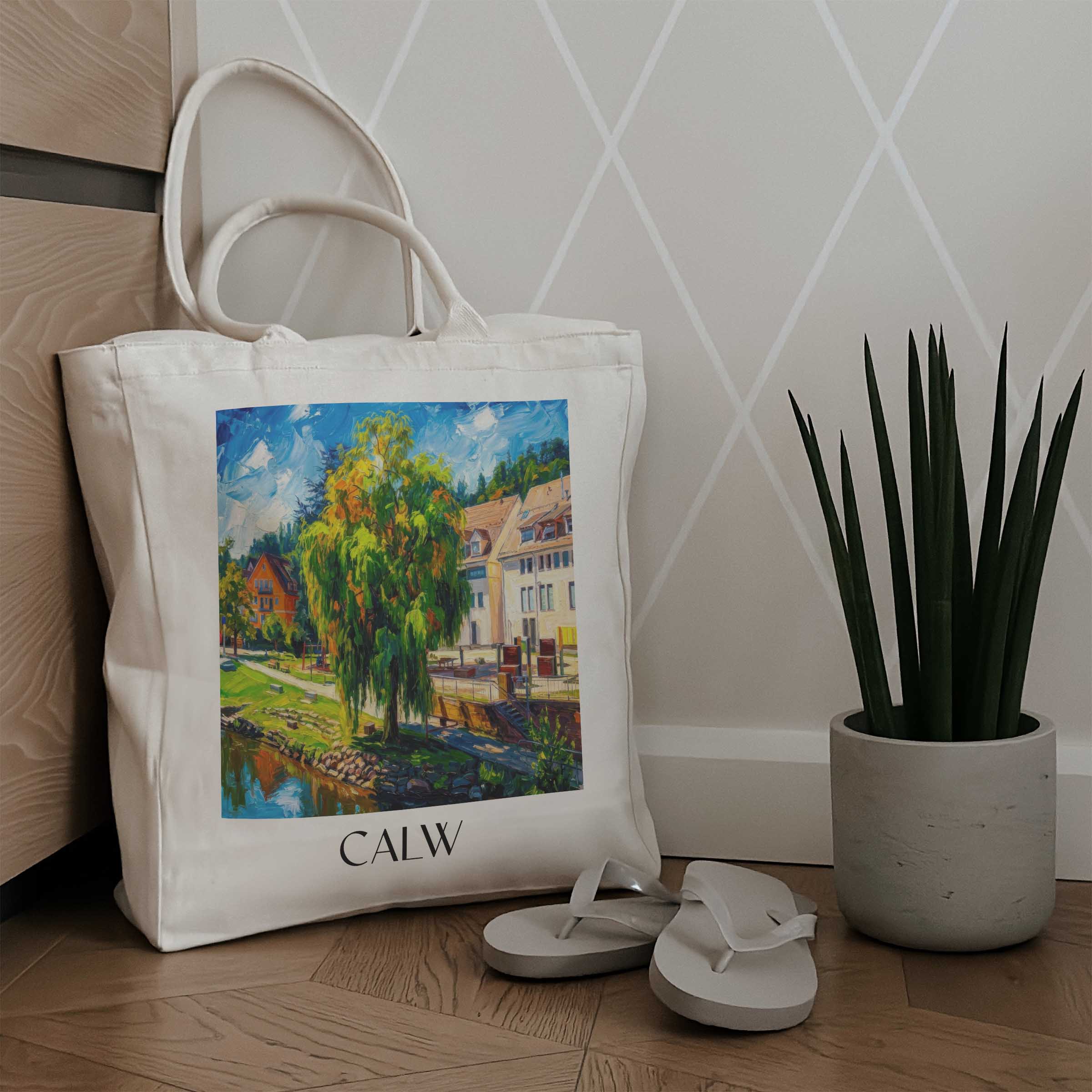 calw-nordschwarzwald-deutschland-einkaufstasche-oil-painting-oelgemaelde