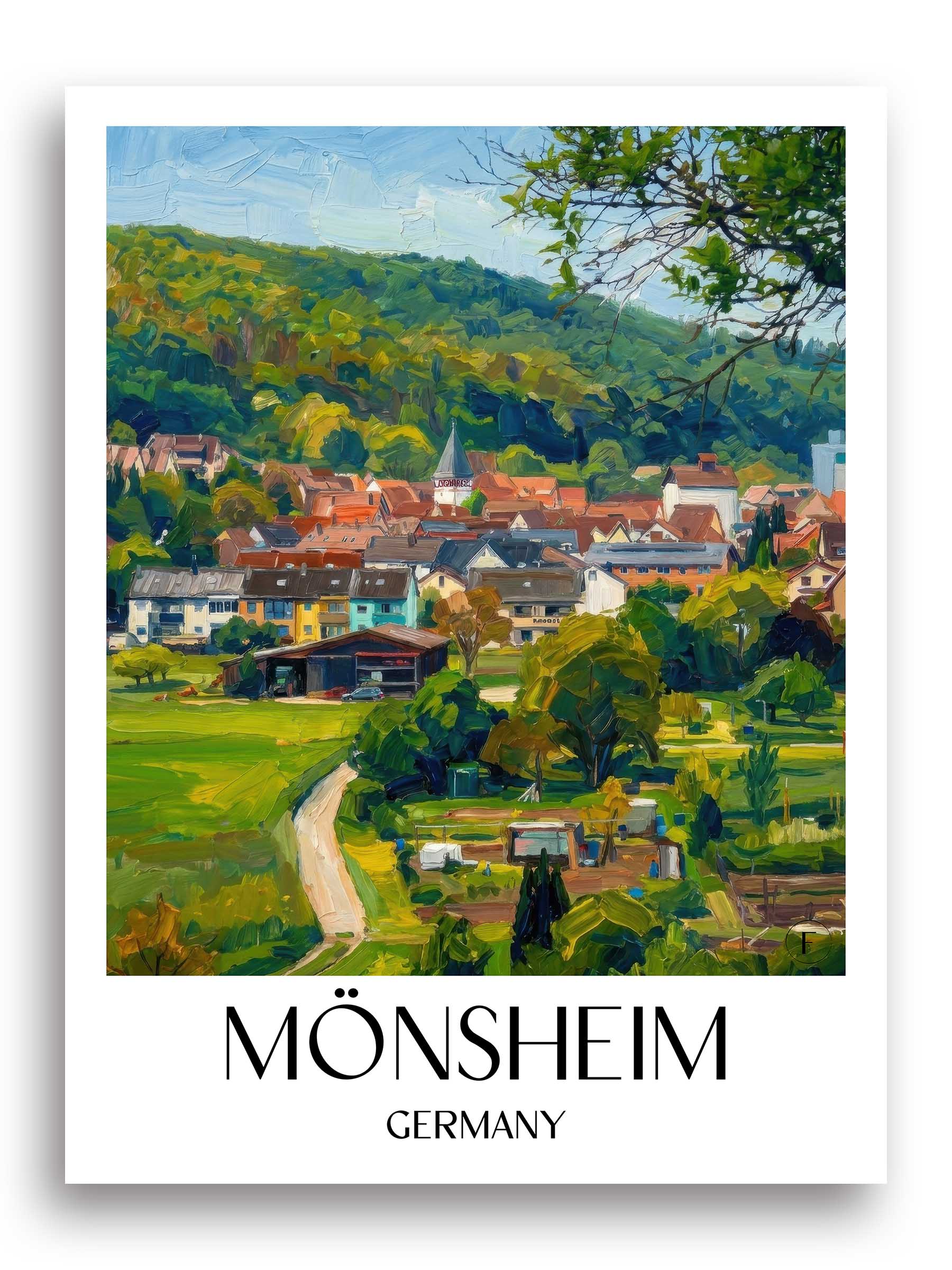 Mönsheim Poster - Baden-Württemberg - Deutschland Kunstdruck - Ölgemälde von A4 bis A1