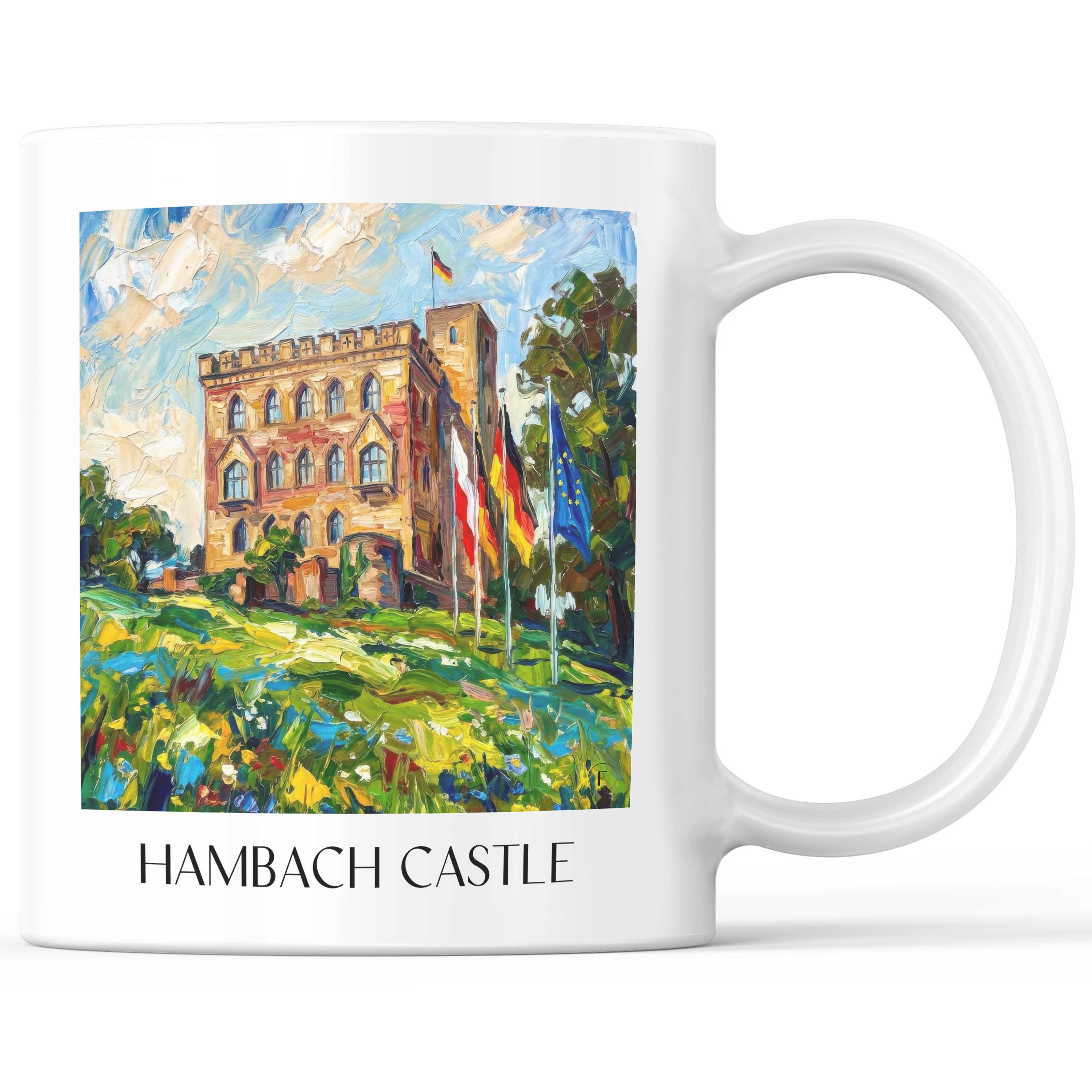 Hambacher Schloss Kaffeebecher - Neustadt an der Weinstraße - Deutschland Becher - Kaffeetasse im Ölgemälde Stil