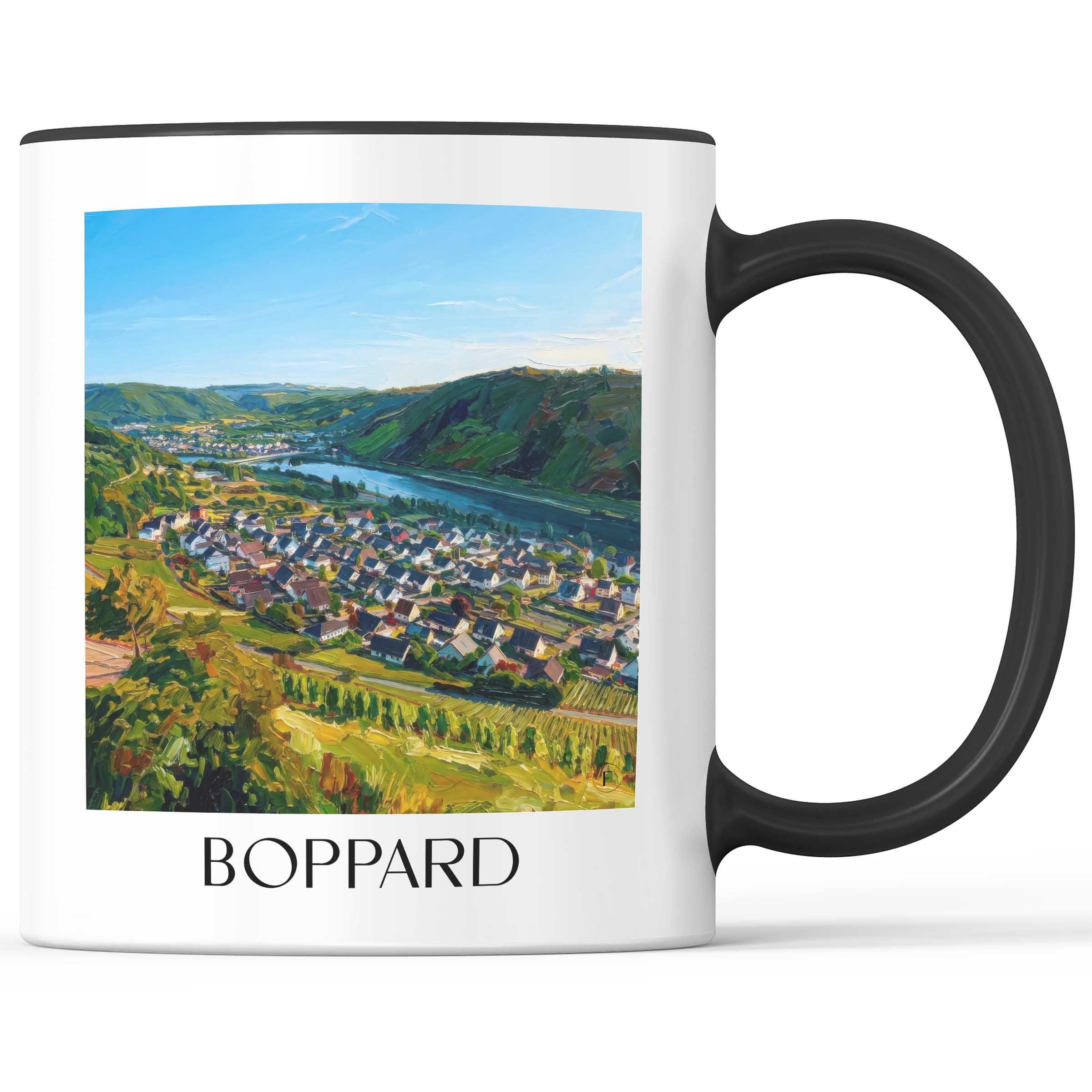 Boppard Kaffeebecher - Mittelrhein - Deutschland Becher - Kaffeetasse im Ölgemälde Stil