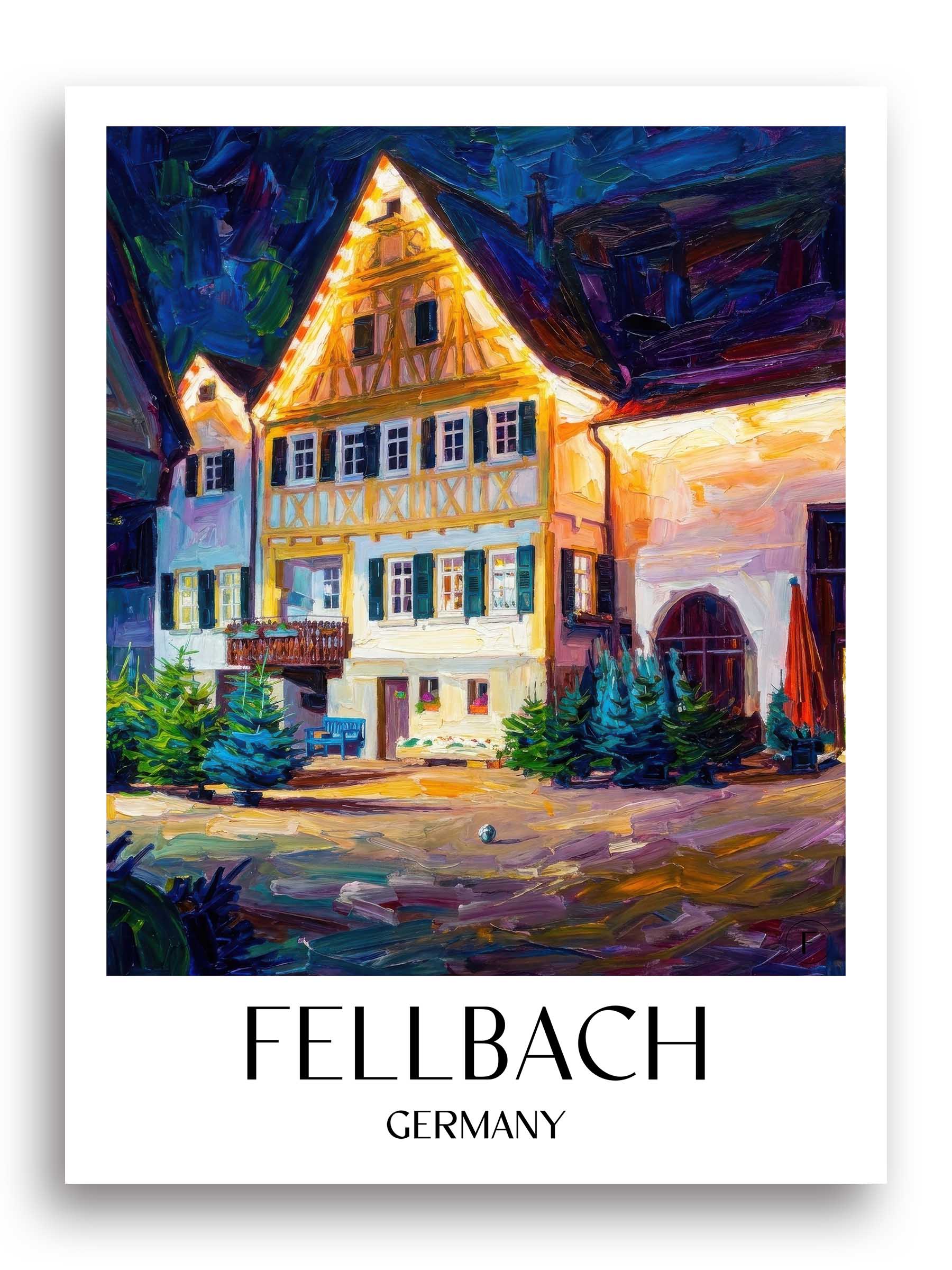 Fellbach Poster - Württemberg - Deutschland Kunstdruck - Ölgemälde von A4 bis A1