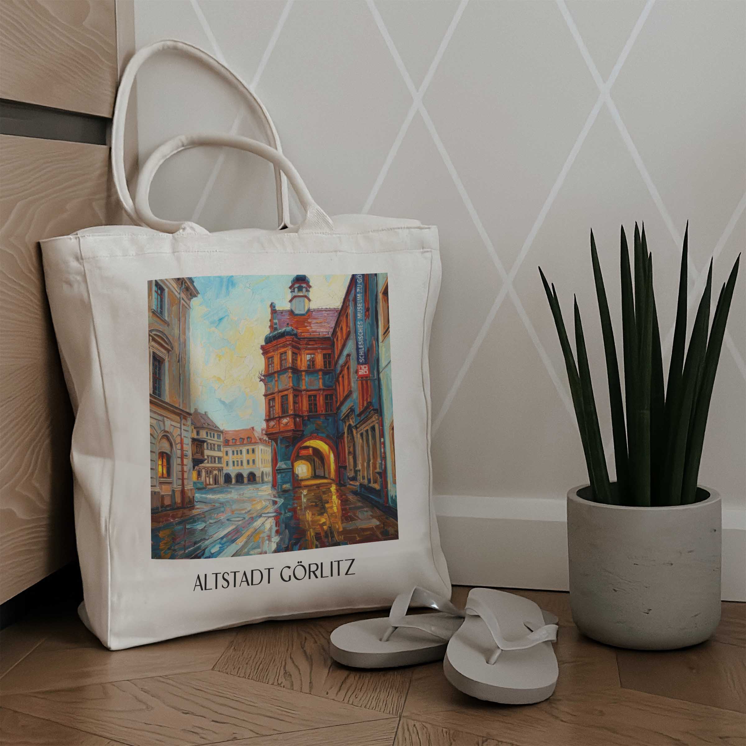 altstadt-görlitz-deutschland-einkaufstasche-oil-painting-oelgemaelde