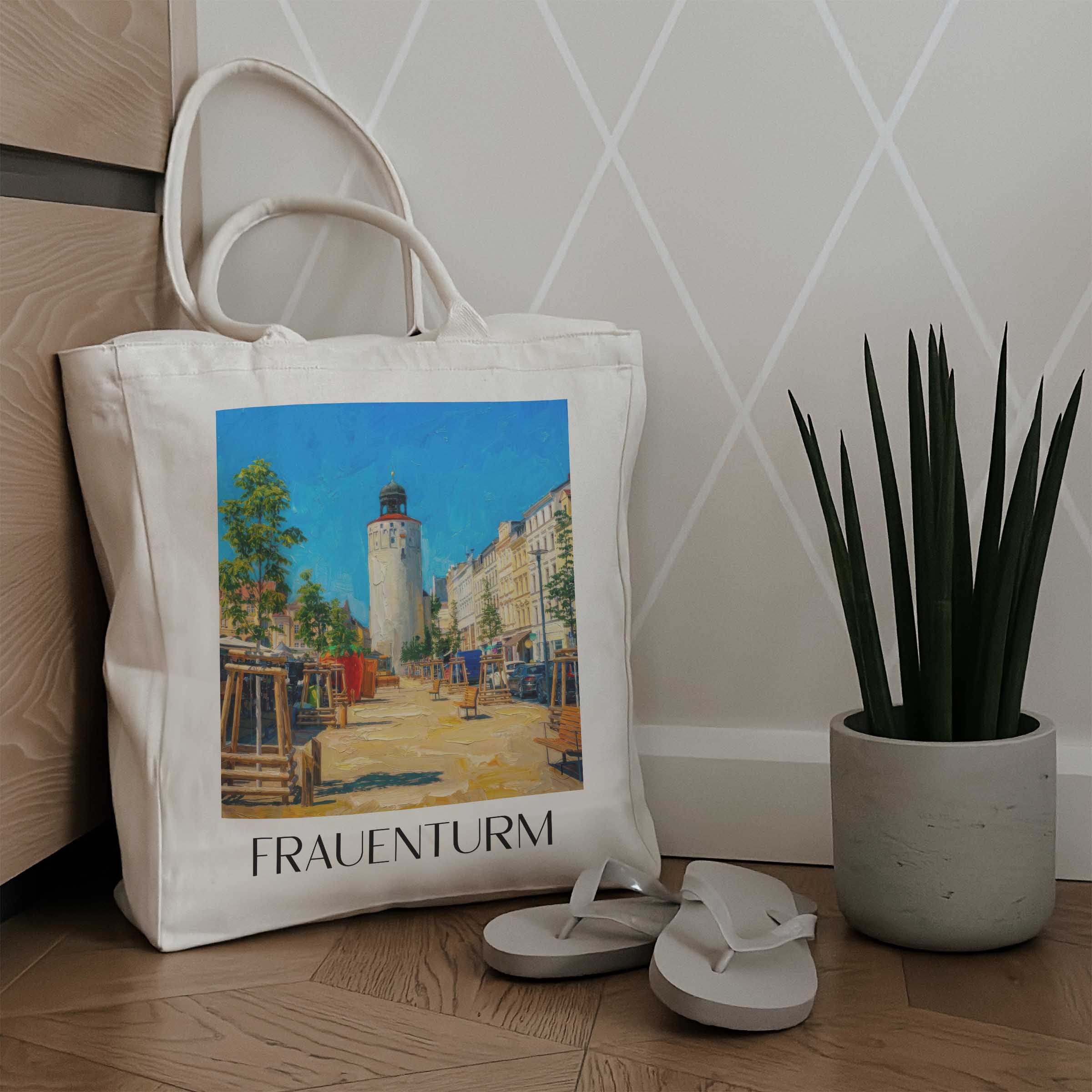 frauenturm-görlitz-deutschland-einkaufstasche-oil-painting-oelgemaelde