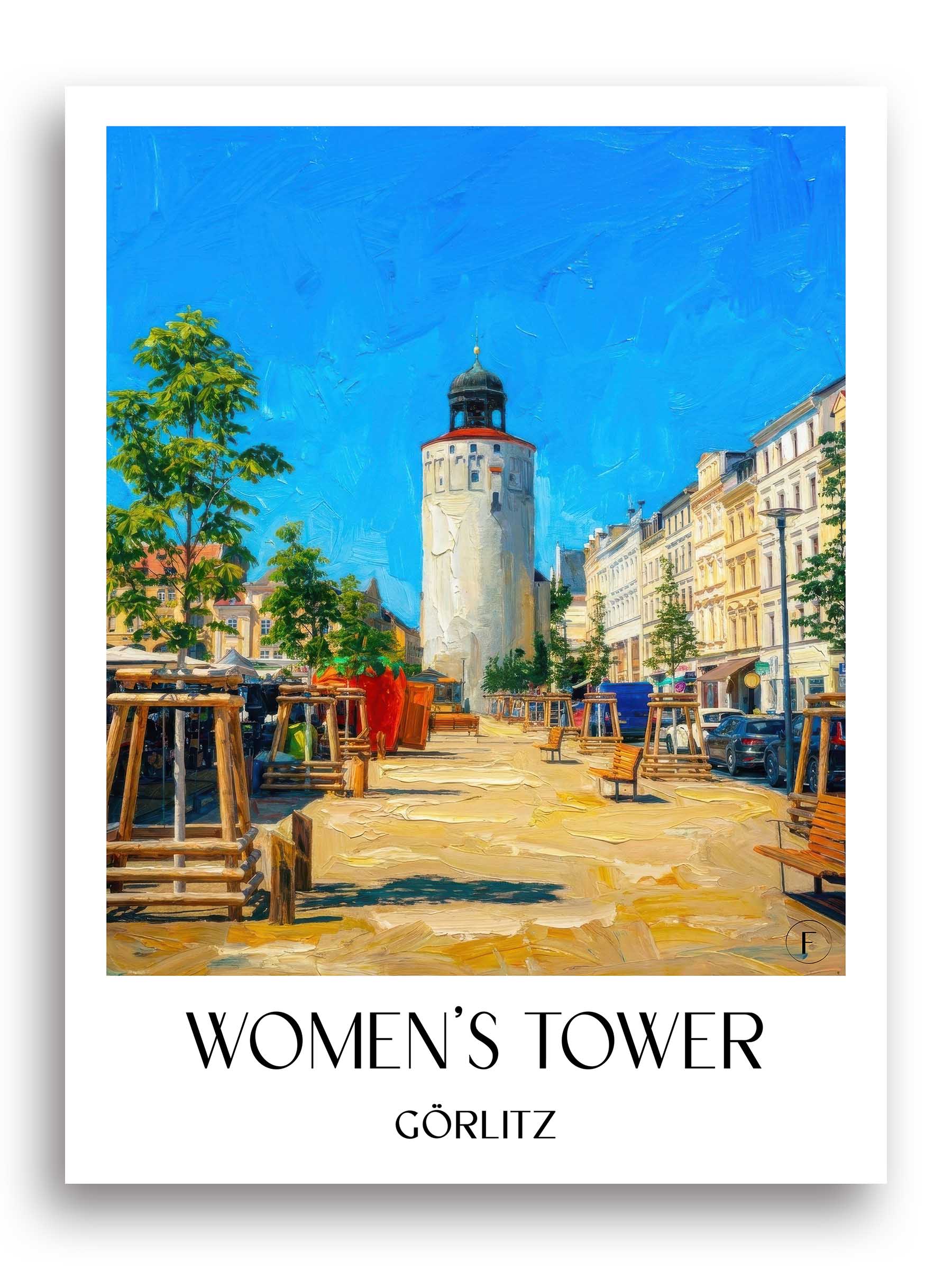 Frauenturm Poster - Görlitz - Deutschland Kunstdruck - Ölgemälde von A4 bis A1
