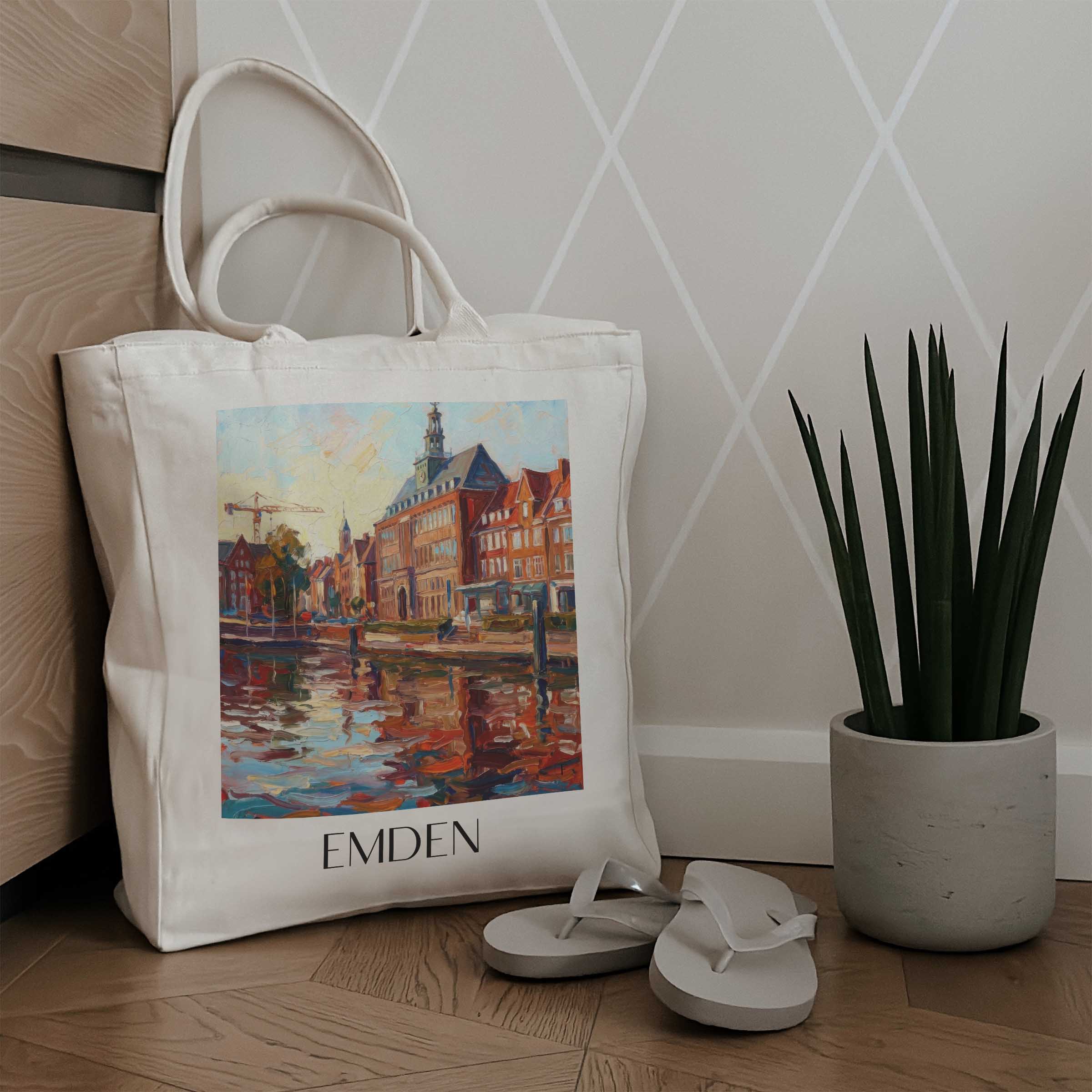 emden-ostfriesland-deutschland-einkaufstasche-oil-painting-oelgemaelde