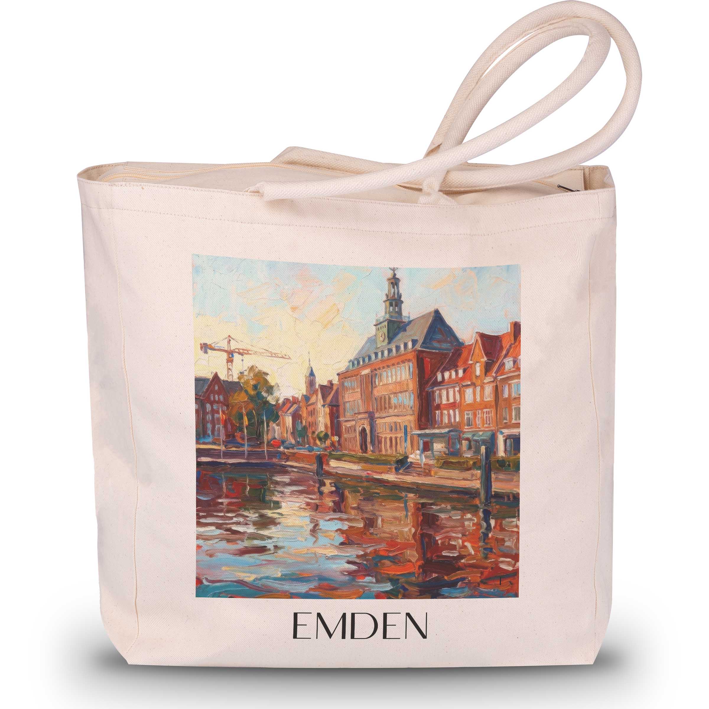 Emden Shopping Tasche - Ostfriesland - Deutschland Tote Bag - Einkaufstasche im Ölgemälde Stil