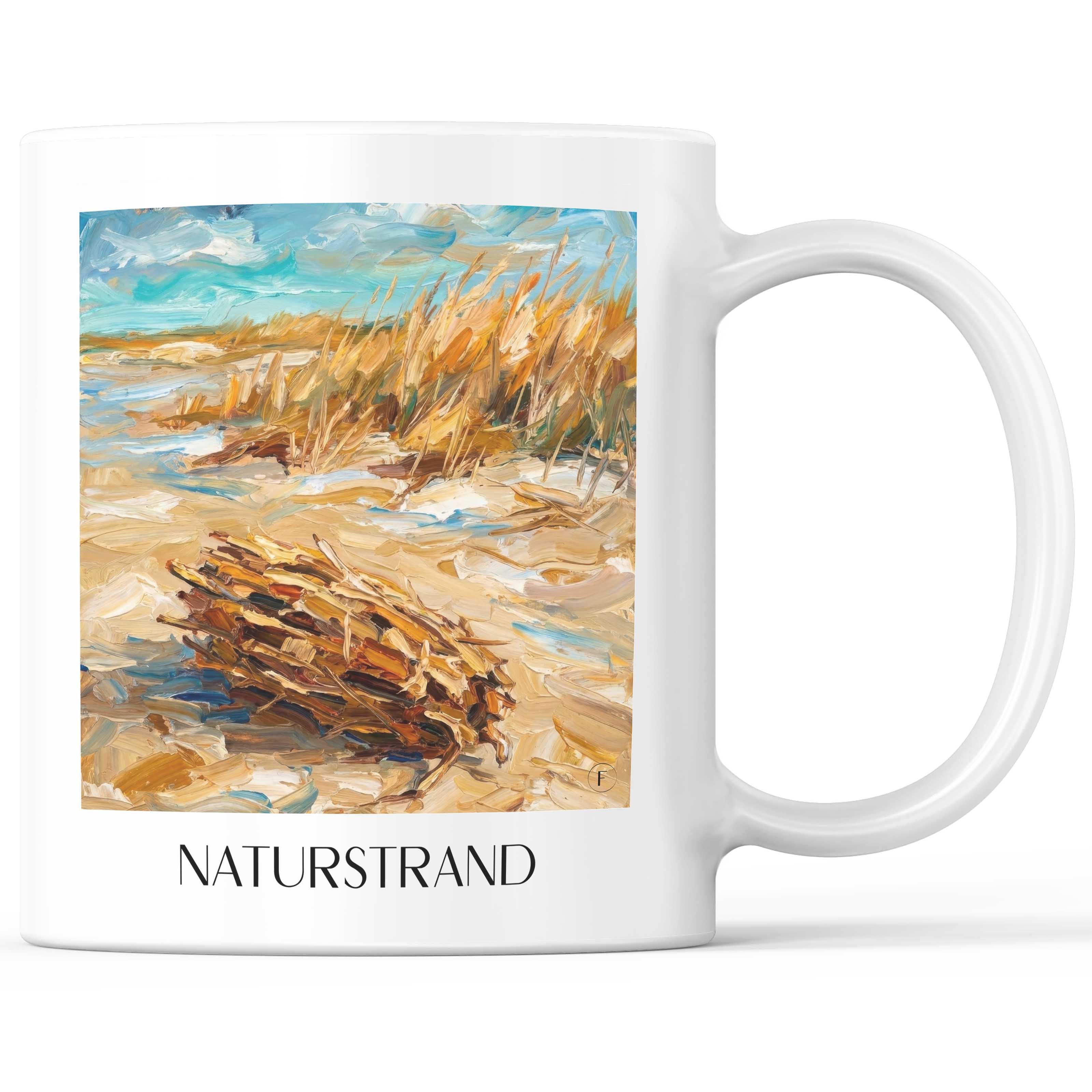 Naturstrand Kaffeebecher - Emden - Deutschland Becher - Kaffeetasse im Ölgemälde Stil