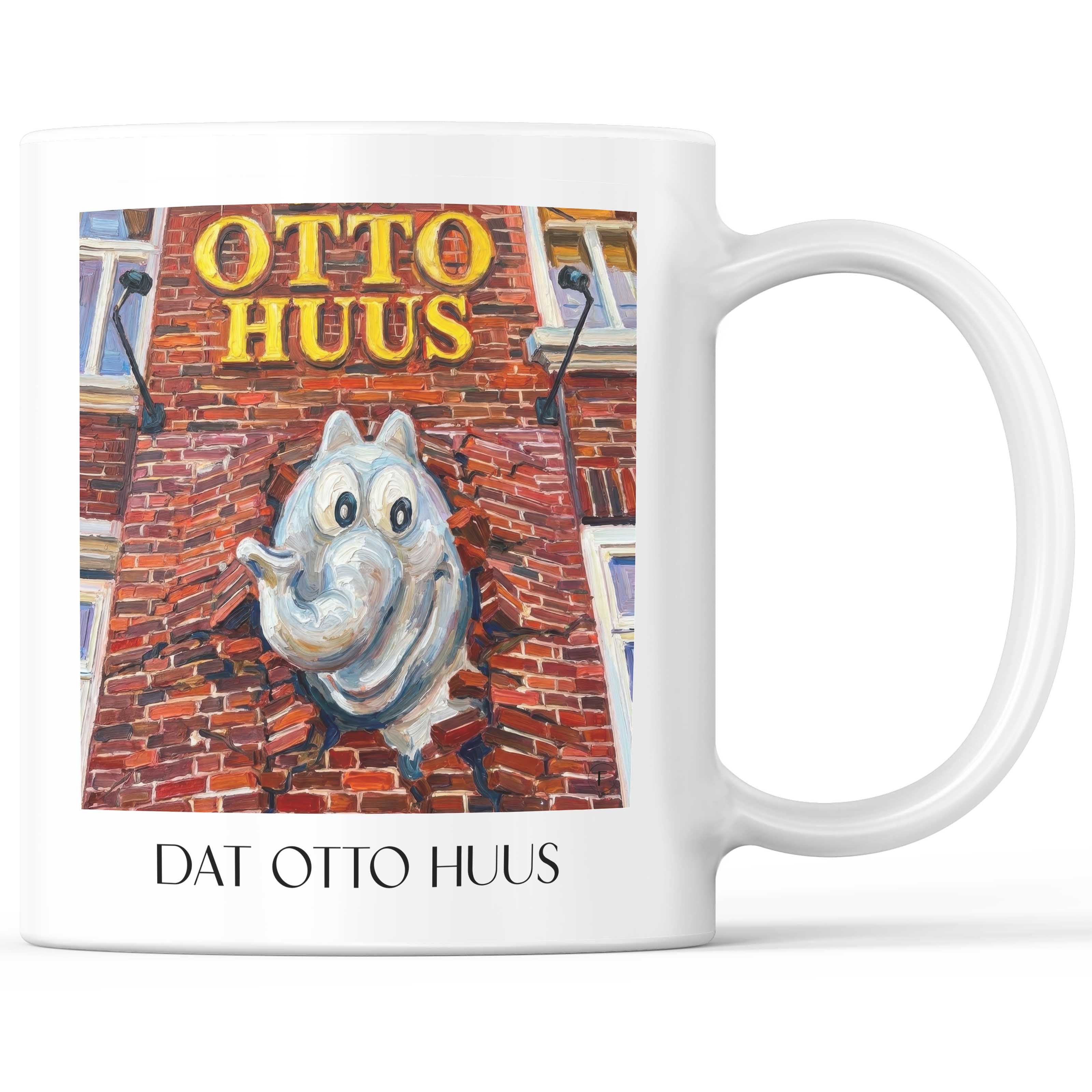 Dat Otto Huus Kaffeebecher - Emden - Deutschland Becher - Kaffeetasse im Ölgemälde Stil