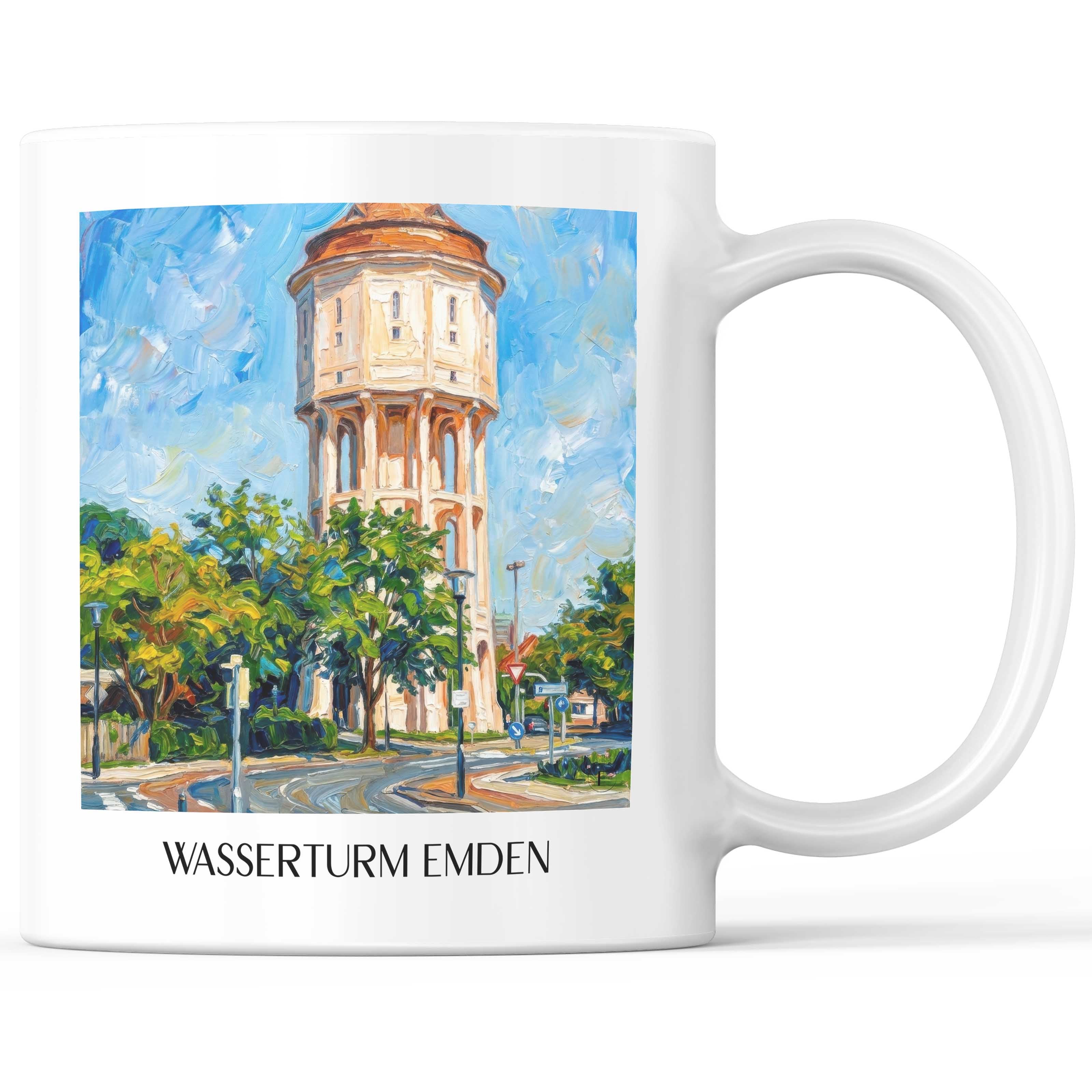 Wasserturm Kaffeebecher - Emden - Deutschland Becher - Kaffeetasse im Ölgemälde Stil