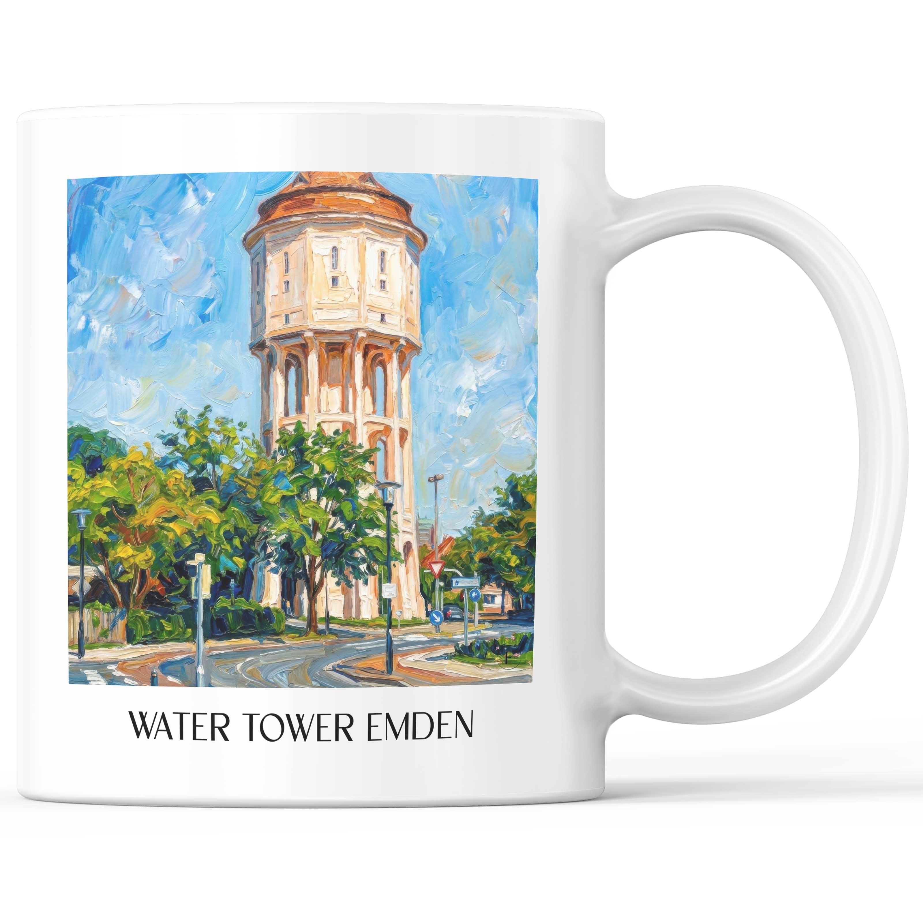 Wasserturm Kaffeebecher - Emden - Deutschland Becher - Kaffeetasse im Ölgemälde Stil