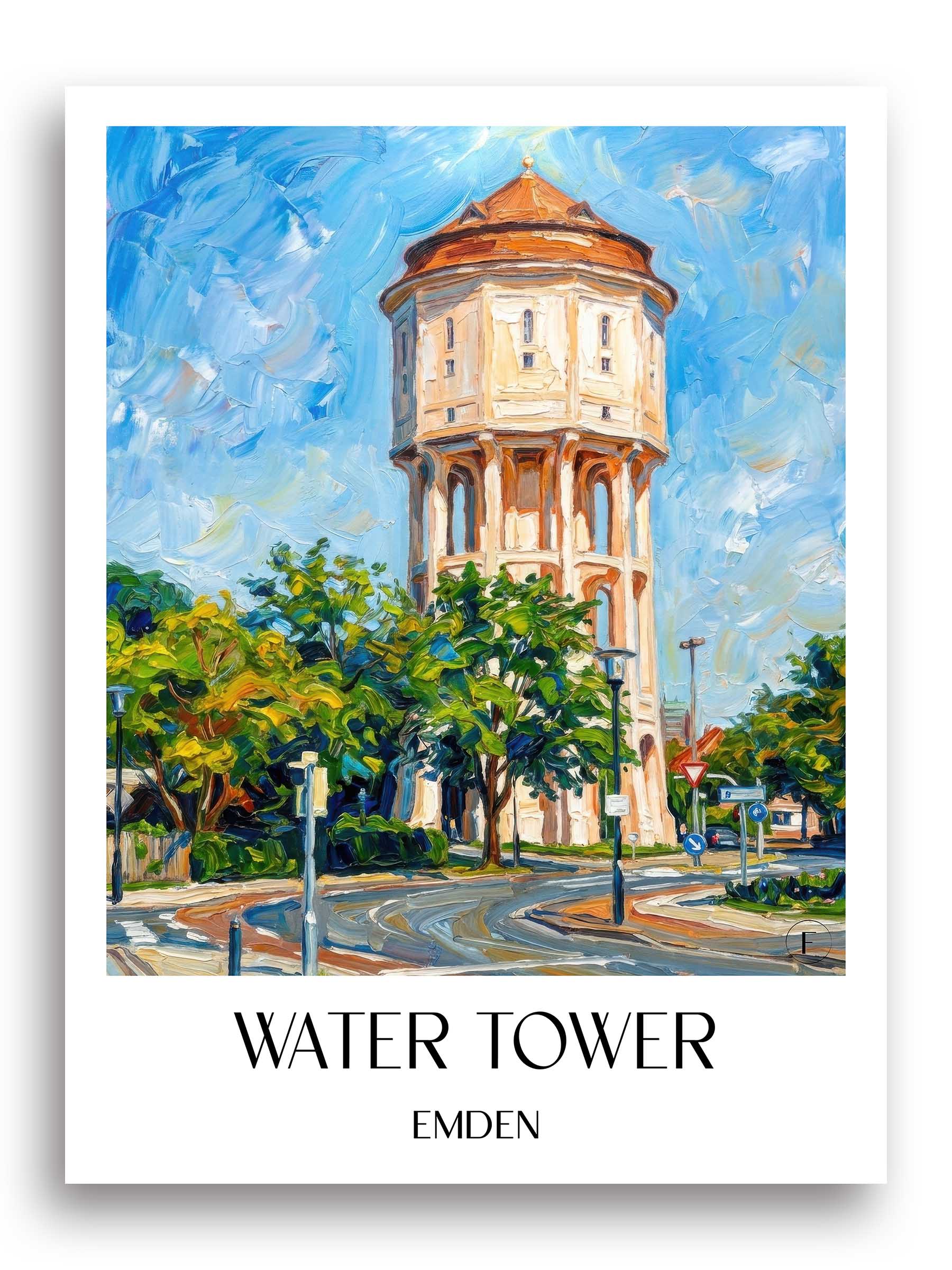 Wasserturm Poster - Emden - Deutschland Kunstdruck - Ölgemälde von A4 bis A1