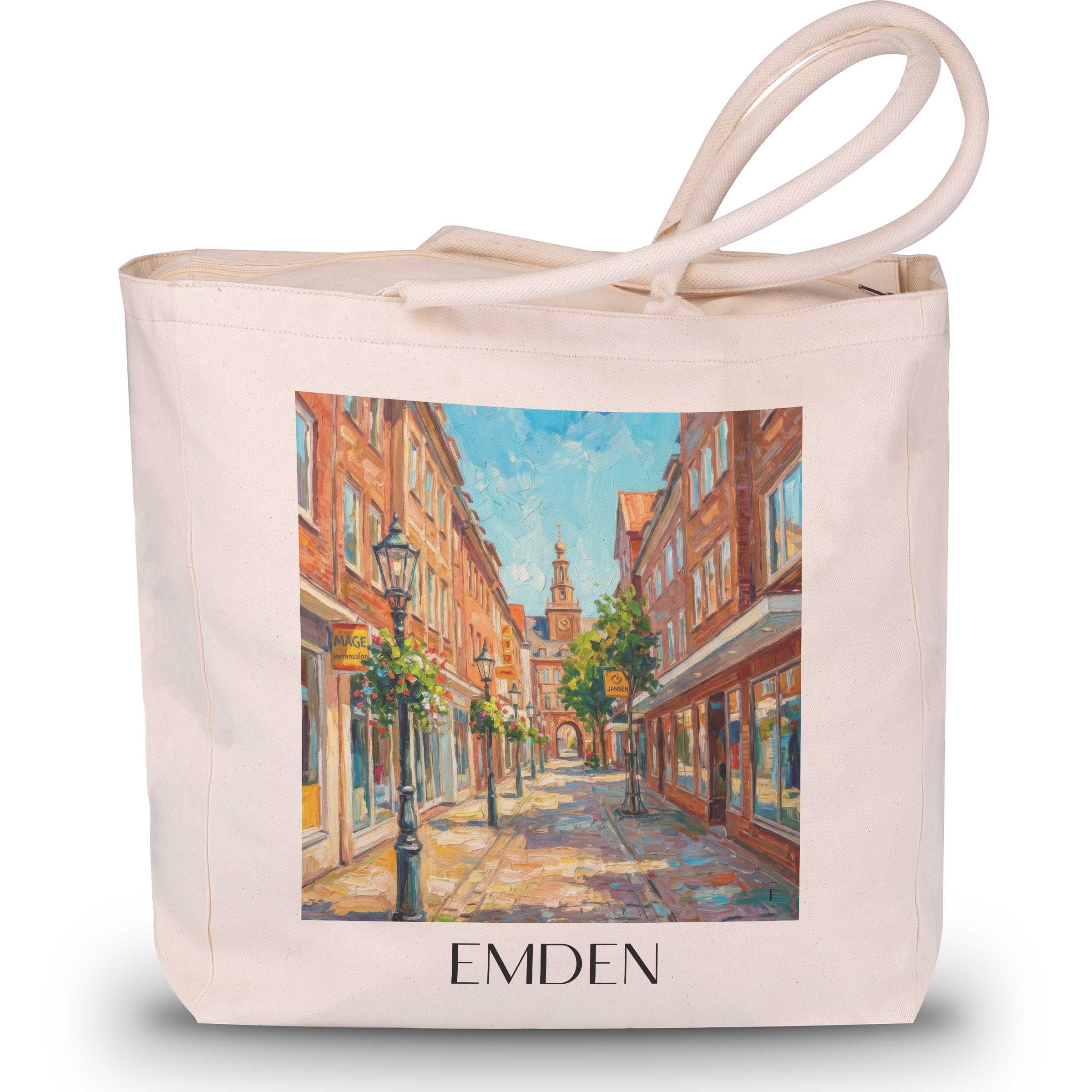 Emden (im Winter) Shopping Tasche - Ostfriesland - Deutschland Tote Bag - Einkaufstasche im ĂlgemĂ€lde Stil