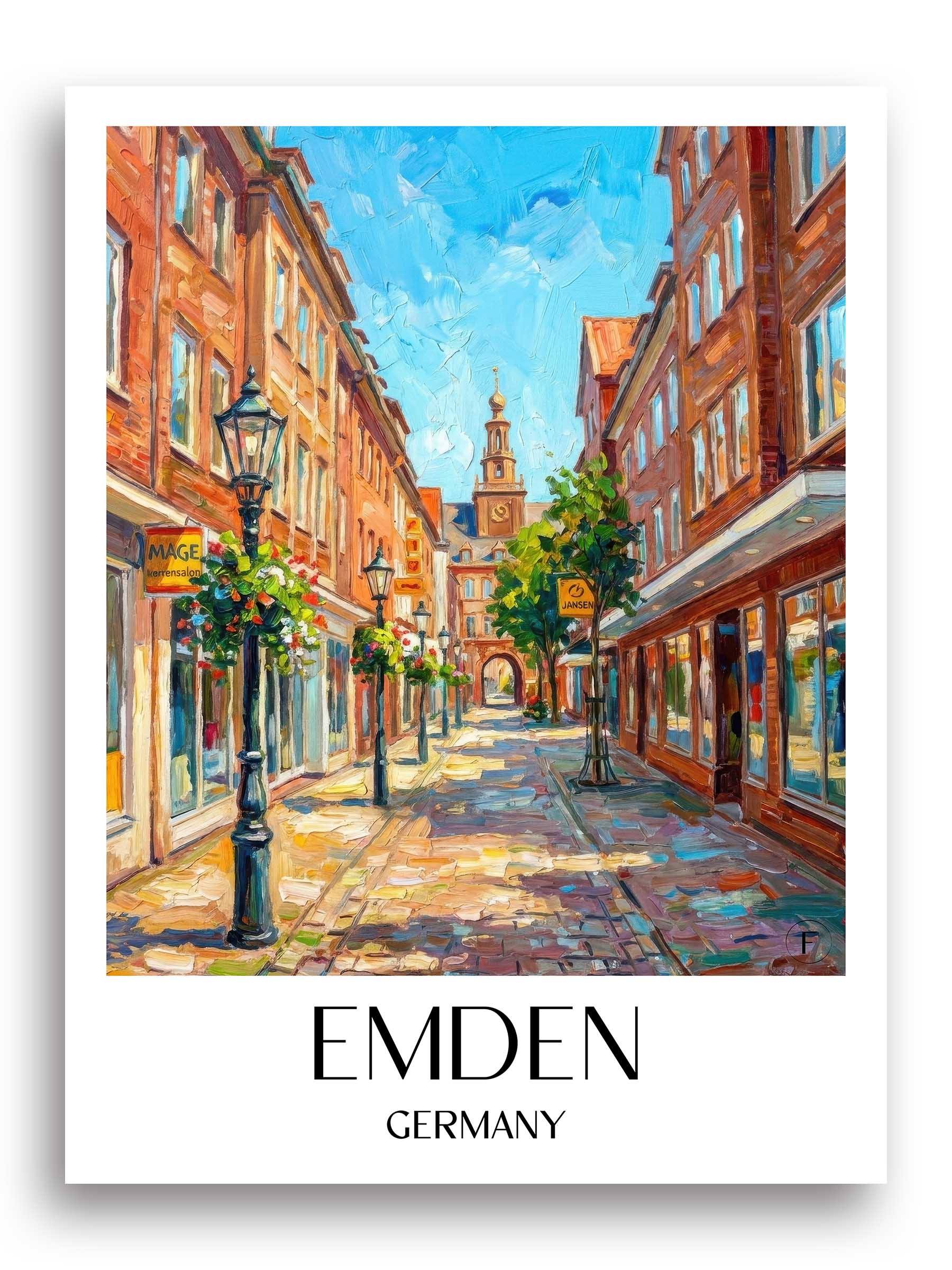 Emden (im Winter) Poster - Ostfriesland - Deutschland Kunstdruck - Ölgemälde von A4 bis A1
