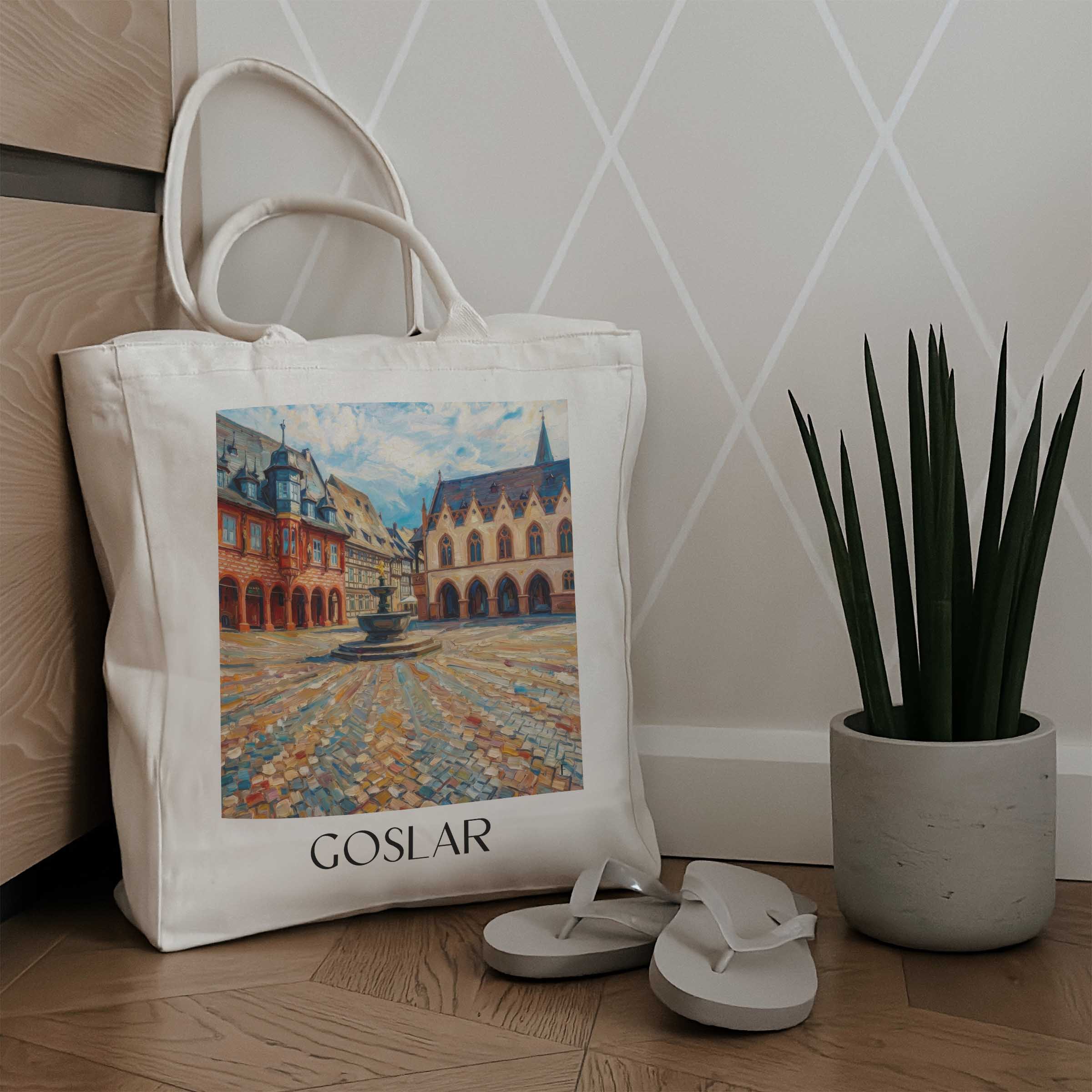 goslar-harz-deutschland-einkaufstasche-oil-painting-oelgemaelde