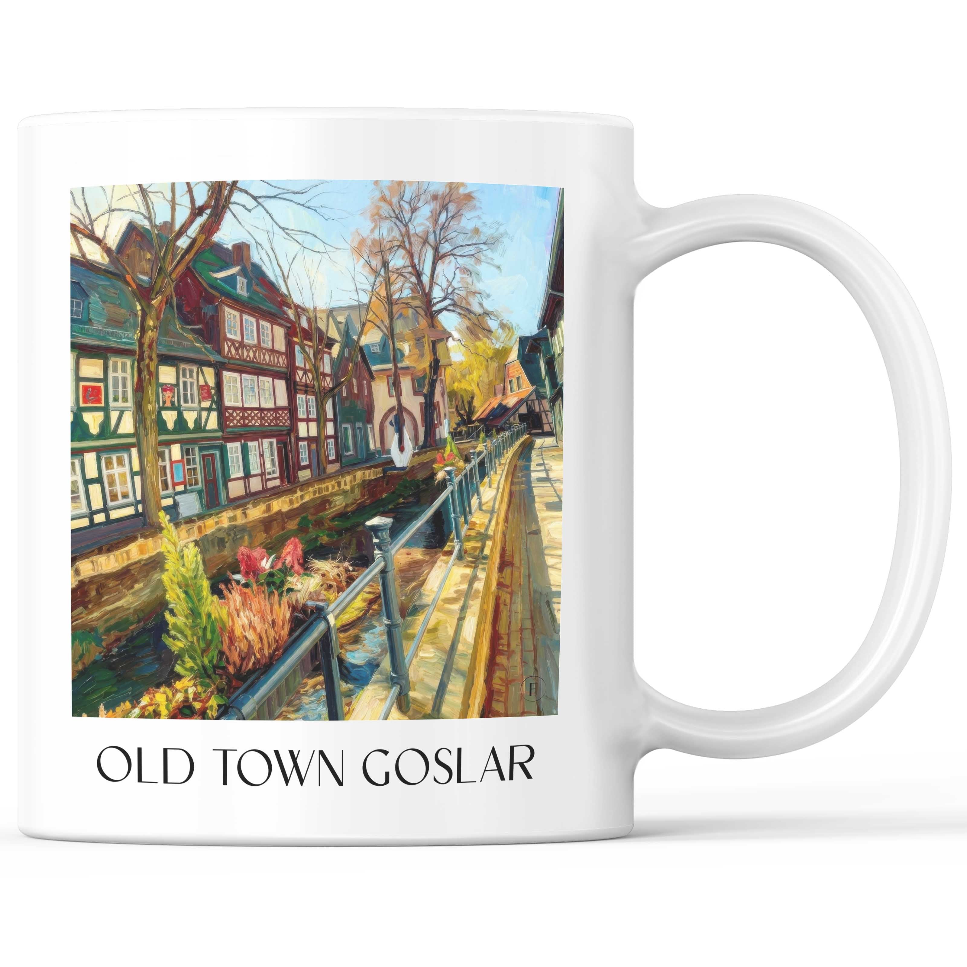 Altstadt Kaffeebecher - Goslar - Deutschland Becher - Kaffeetasse im Ölgemälde Stil