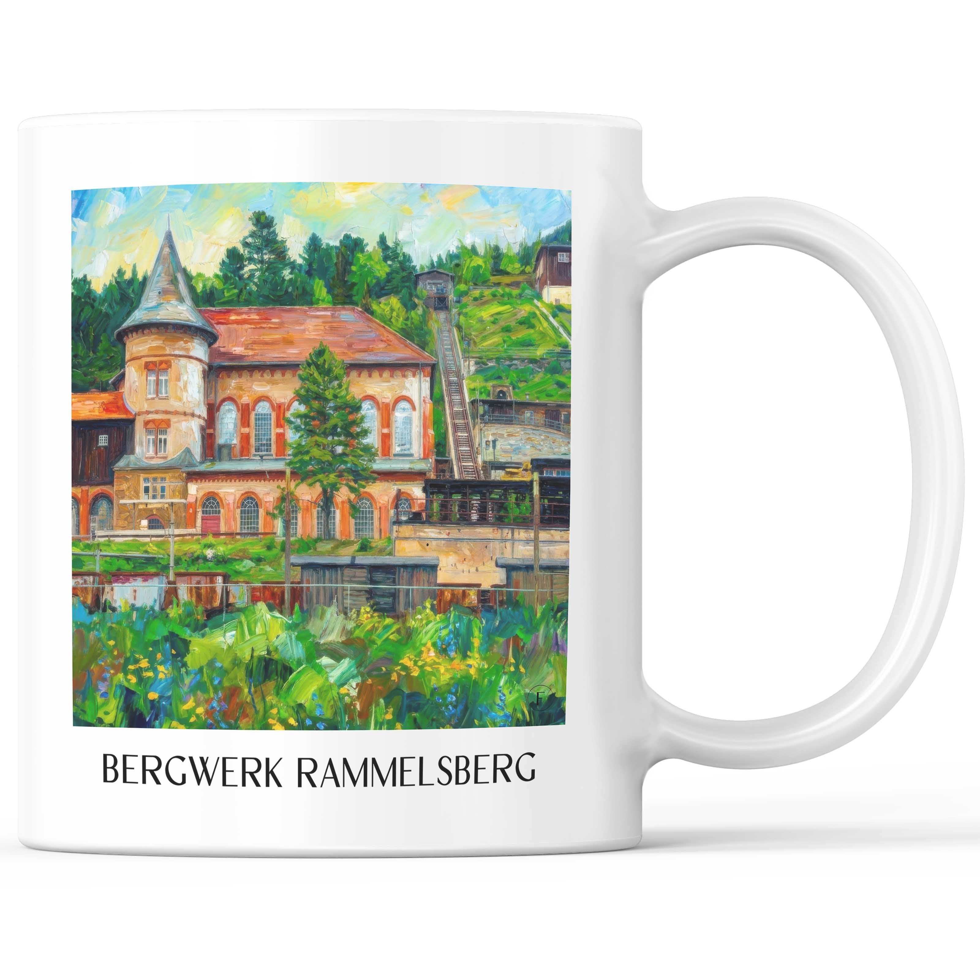 Bergwerk Rammelsberg Kaffeebecher - Goslar - Deutschland Becher - Kaffeetasse im Ölgemälde Stil