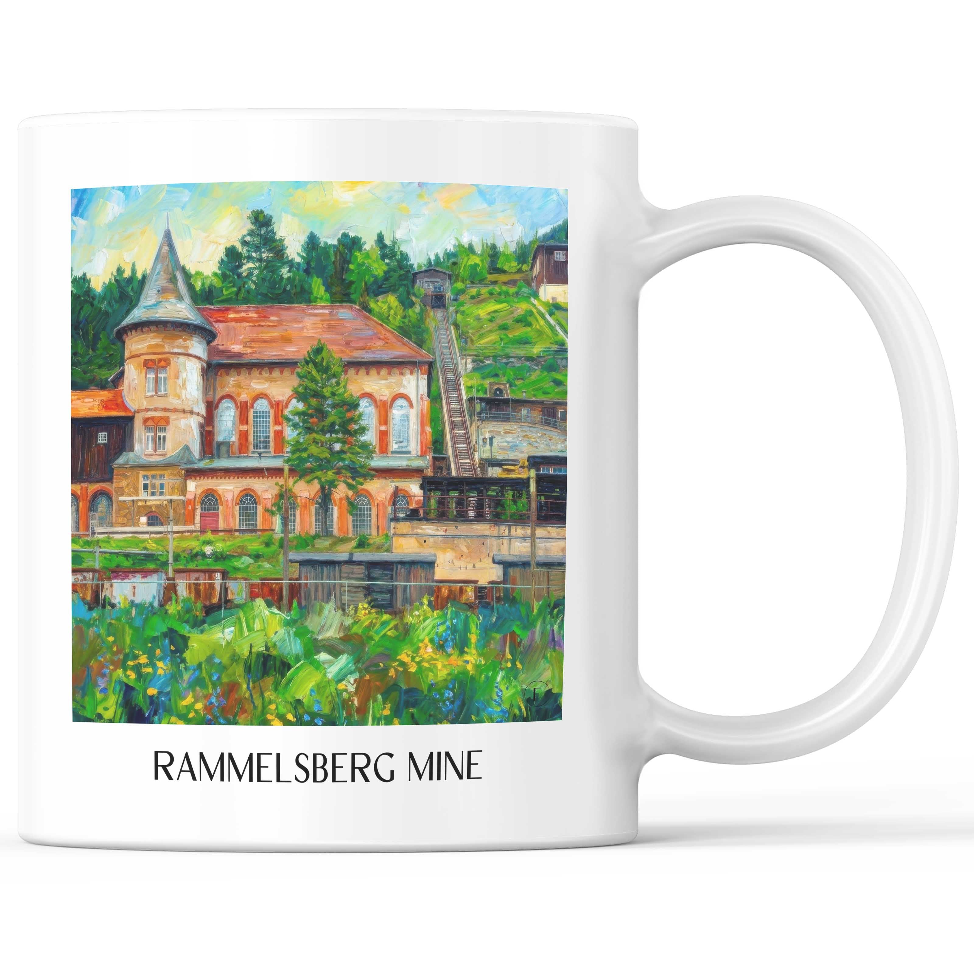 Bergwerk Rammelsberg Kaffeebecher - Goslar - Deutschland Becher - Kaffeetasse im Ölgemälde Stil