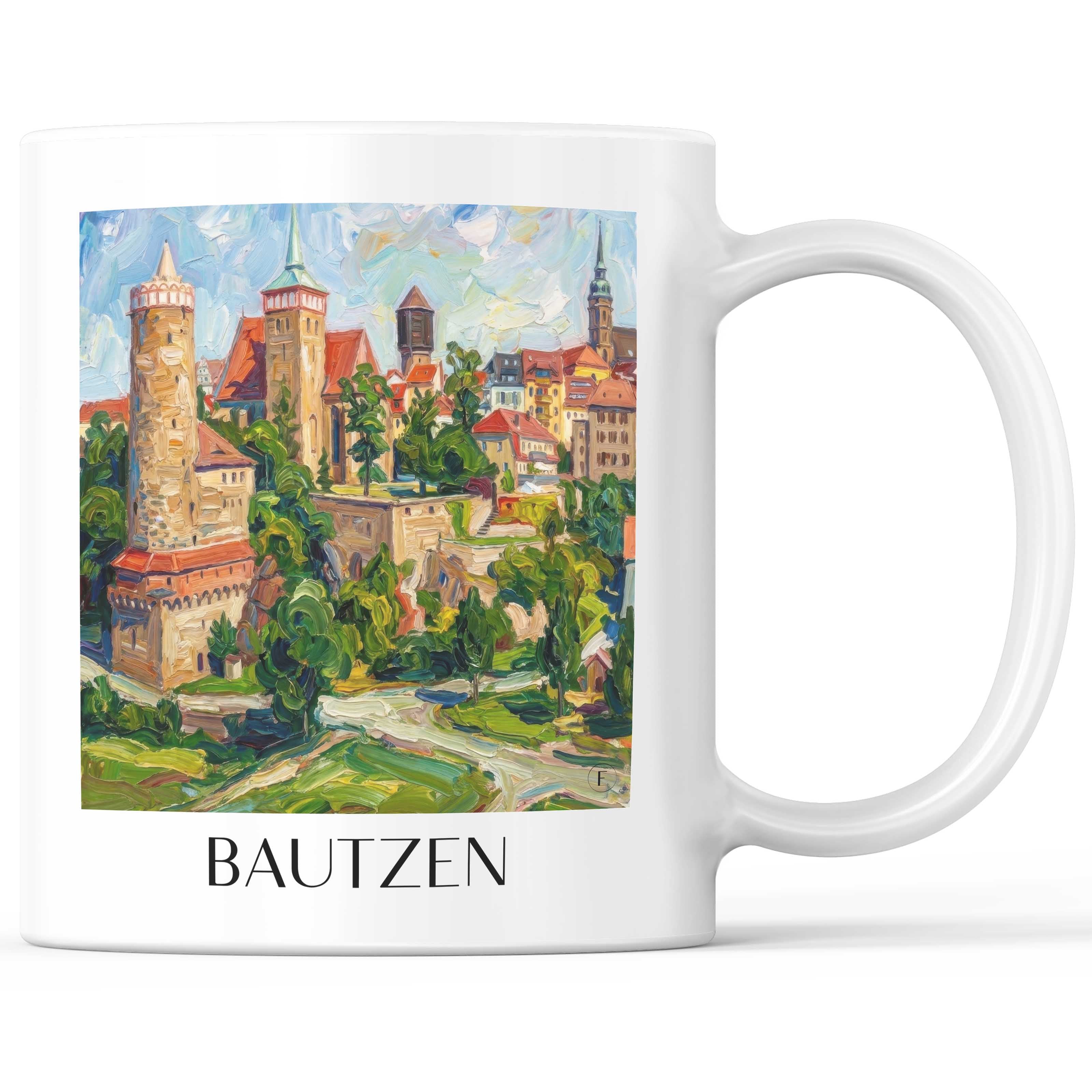 Bautzen Kaffeebecher - Oberlausitz - Deutschland Becher - Kaffeetasse im Ölgemälde Stil