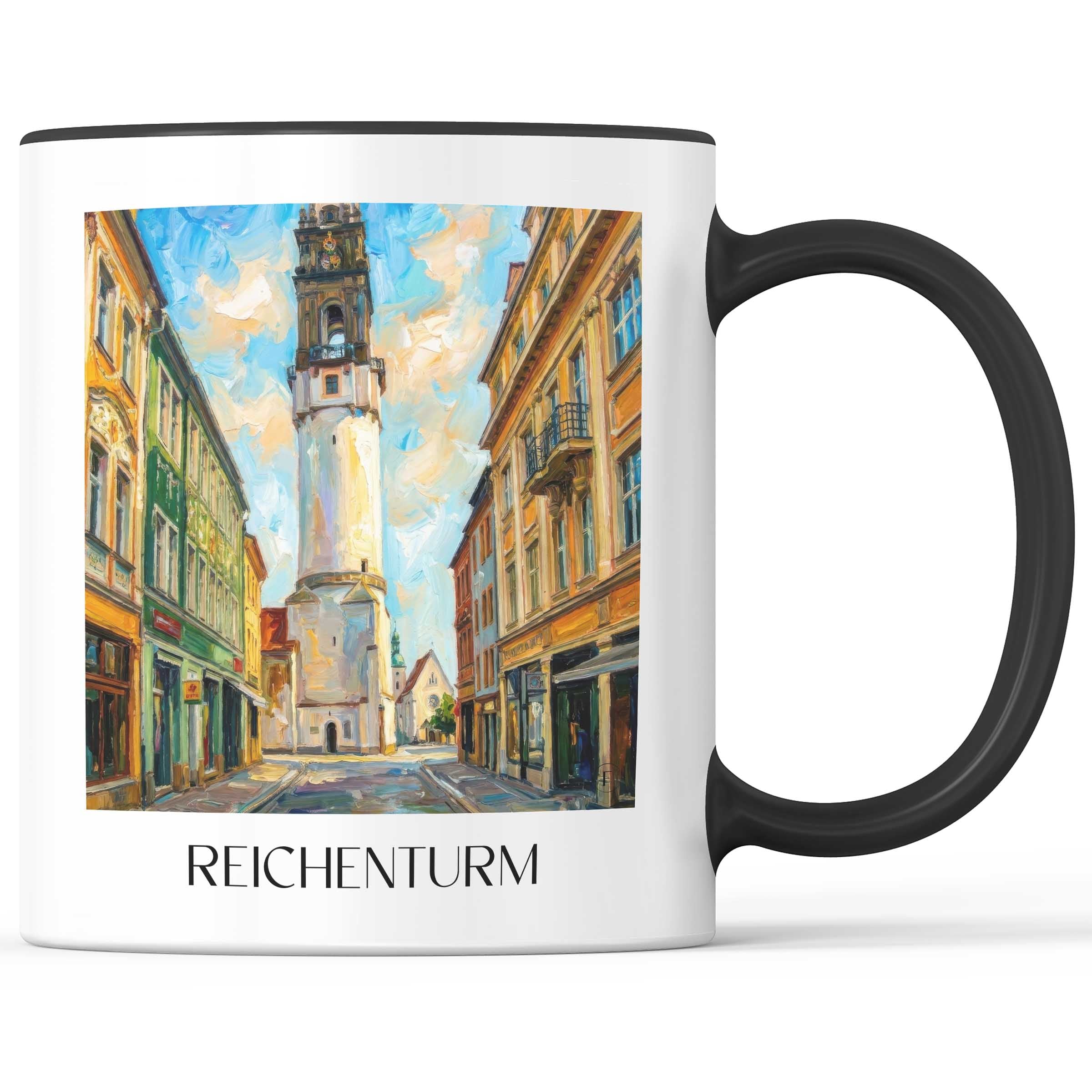 Reichenturm Kaffeebecher - Bautzen - Deutschland Becher - Kaffeetasse im Ölgemälde Stil